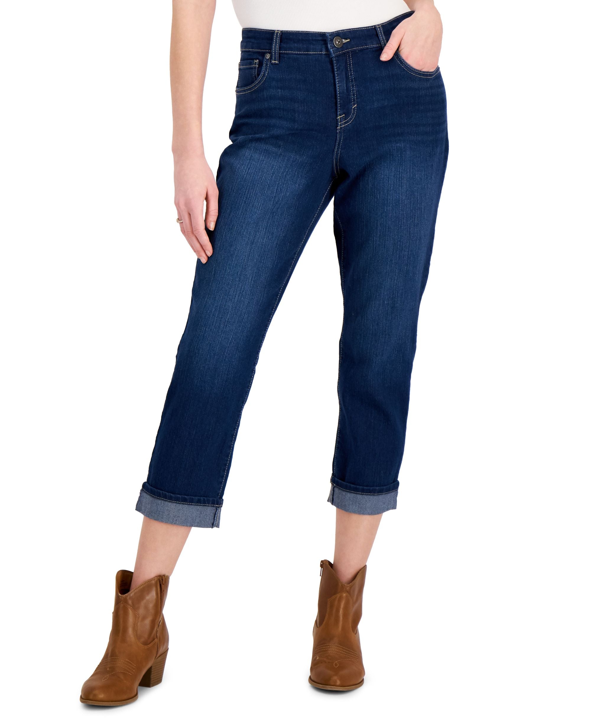 Curvy Cuffed Capri Jeans