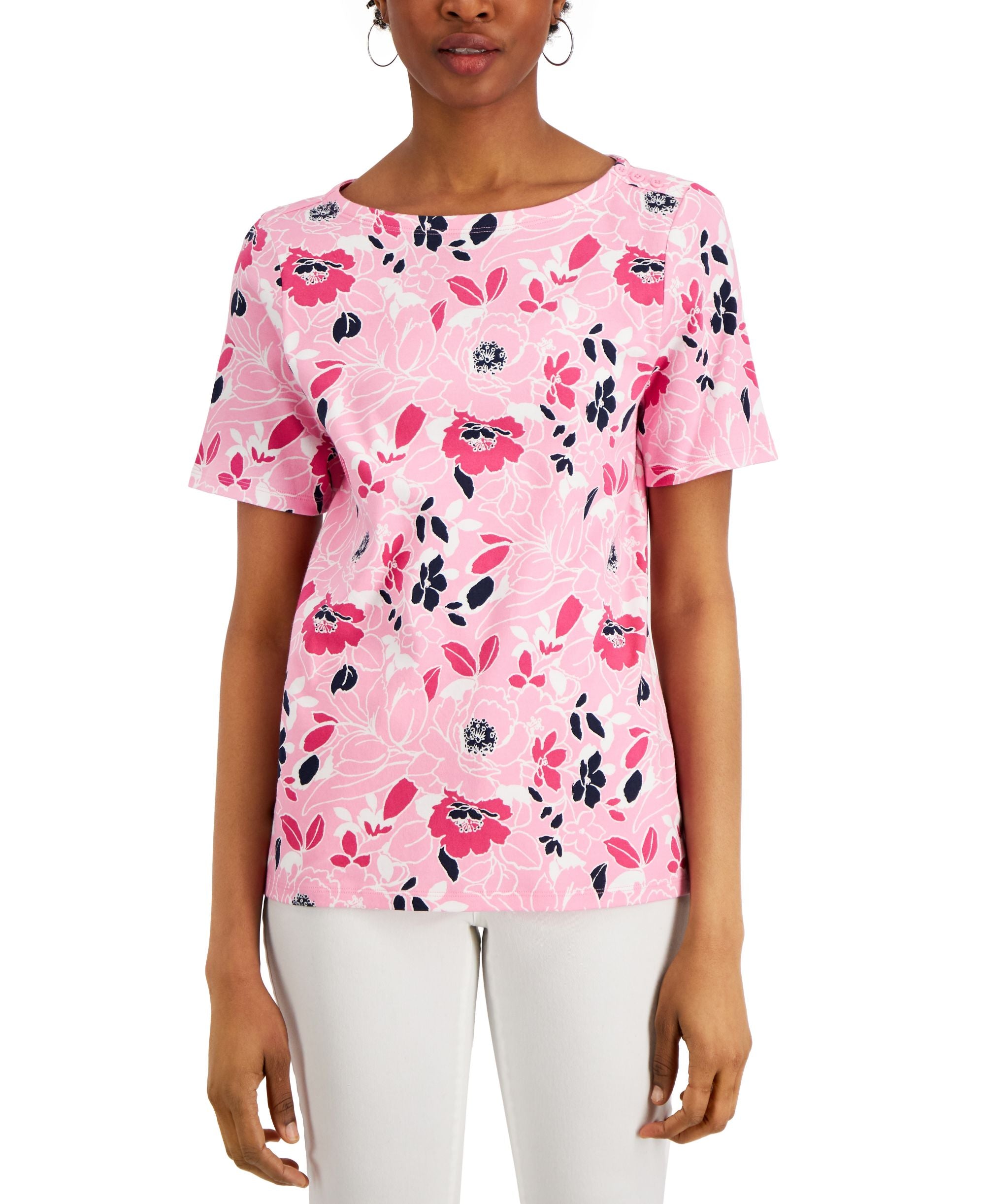 Charter Club Cotton Garden-Print Top