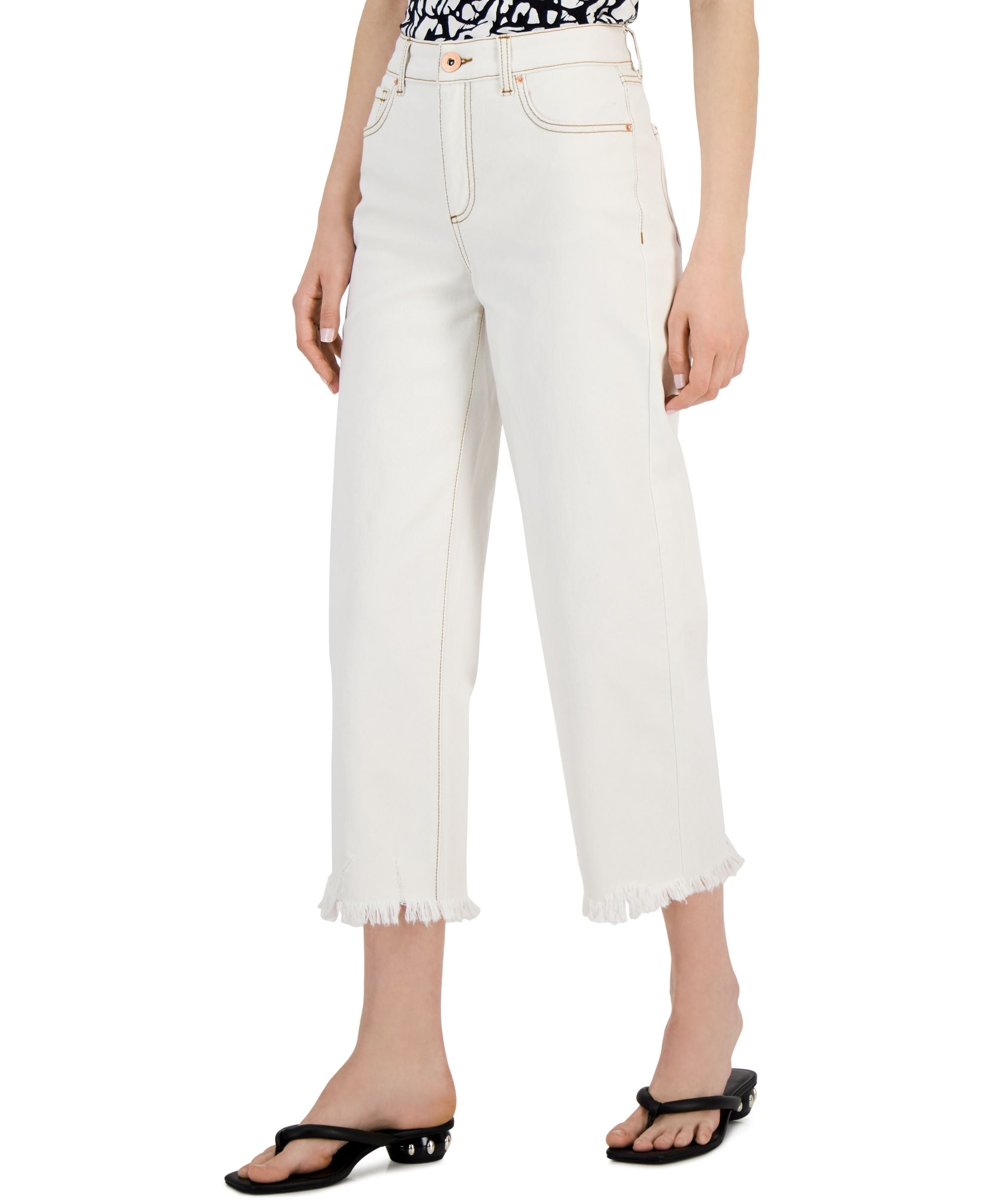 INC International Concepts Womens High Rise Cropped Wide Leg Jeans