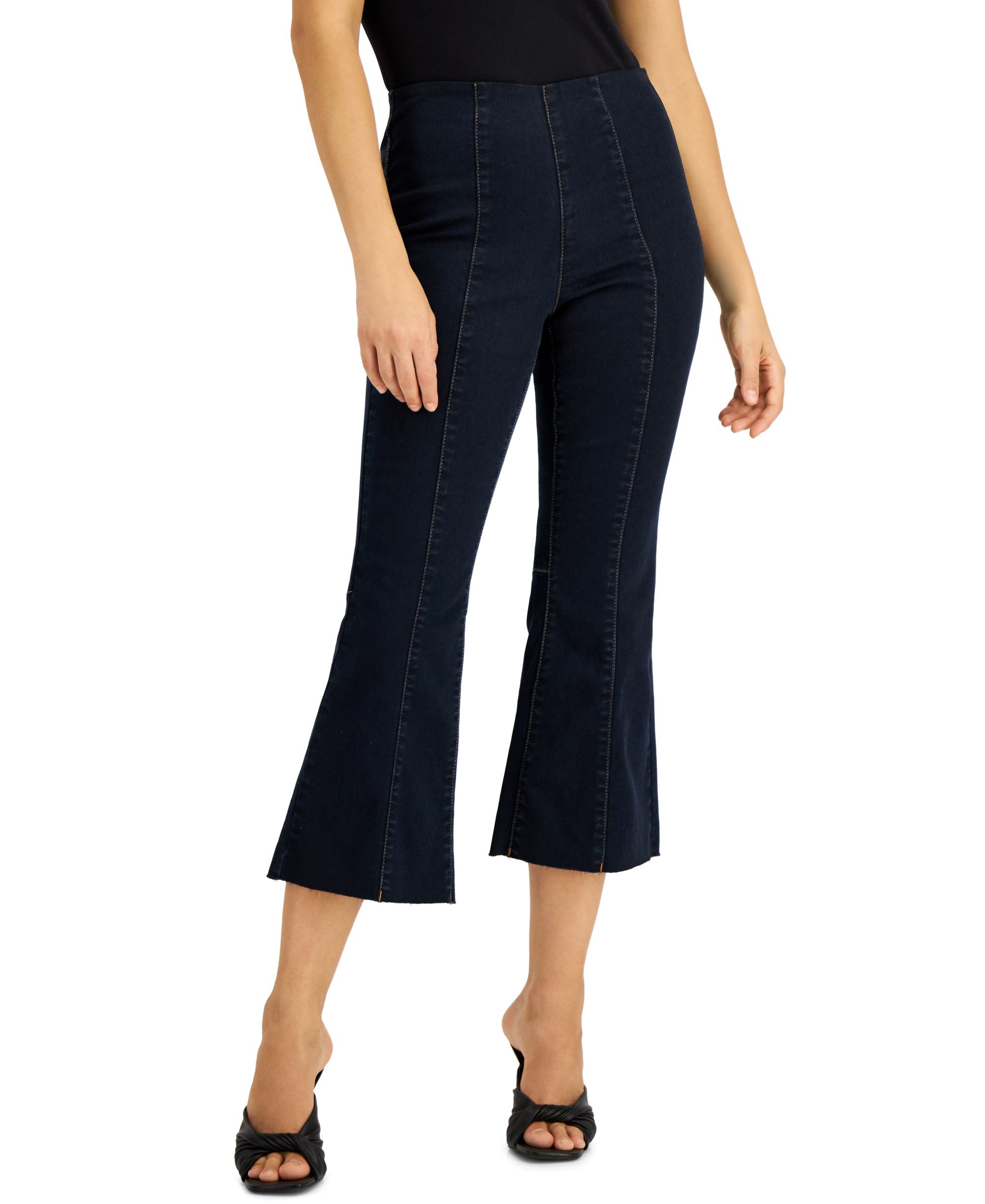 INC International Concepts Womens High Rise Crop Flare Pull On Jean