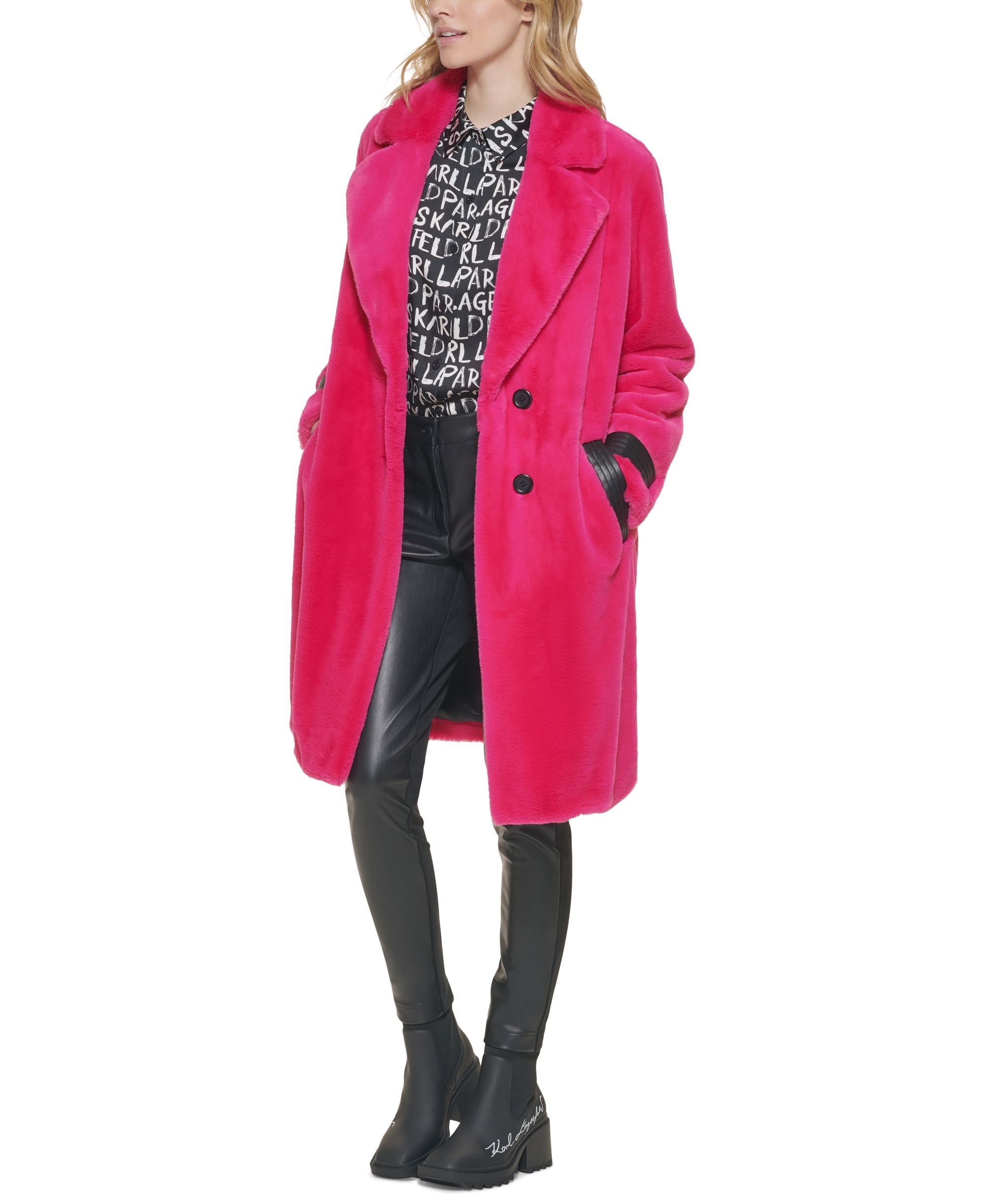 Karl Lagerfeld Paris Long Faux Fur Jacket