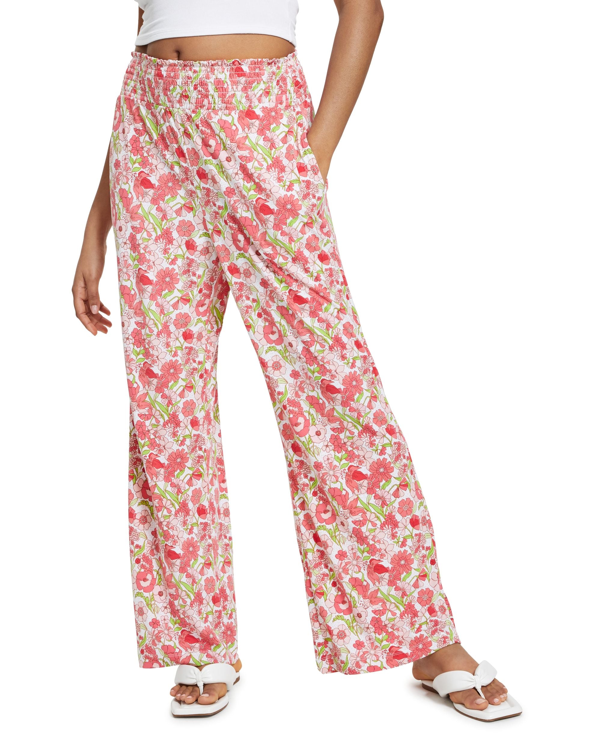 Bar III Womens Printed Wide Leg Pants