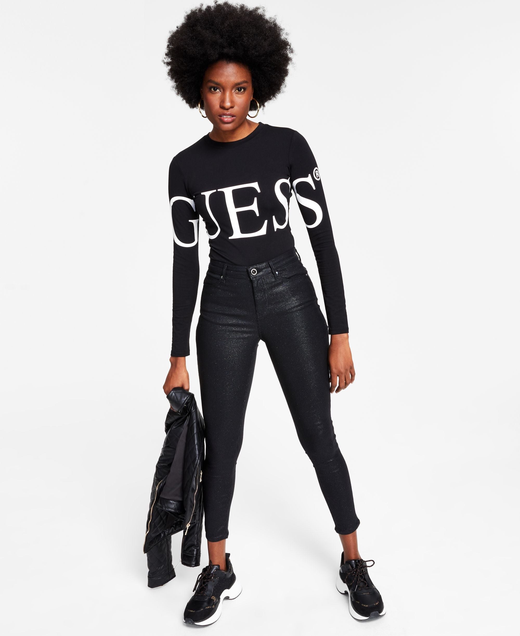 Guess Logo-Print Thong Bodysuit