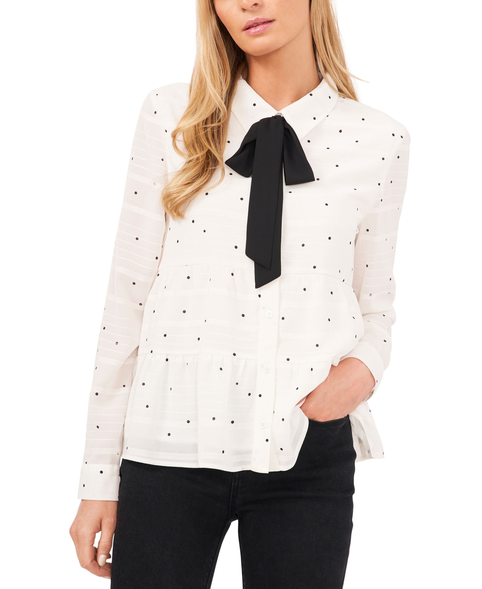 Riley Rae Ruffled Tie Neck Blouse