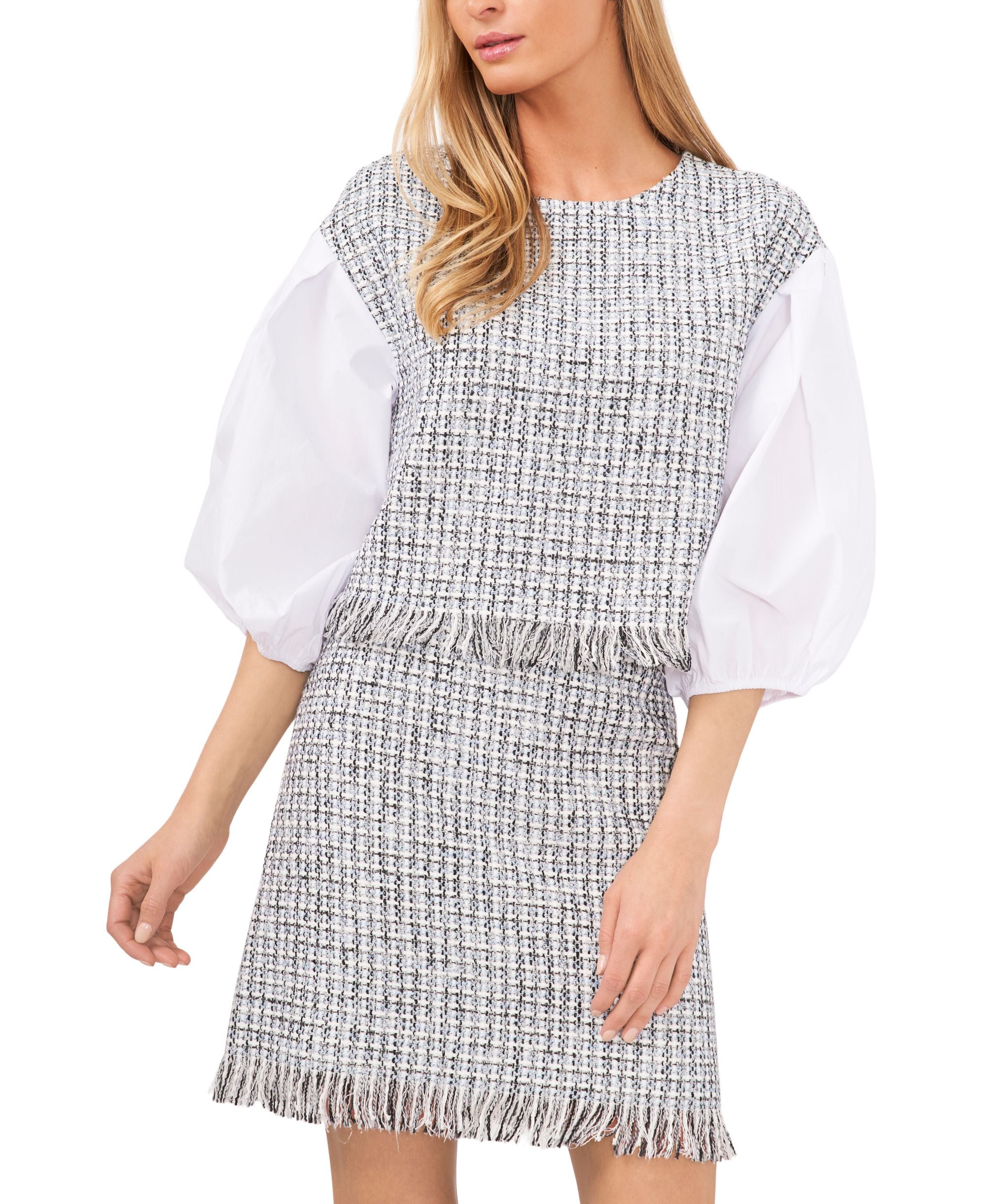 Riley Rae Tweed Layered Look Blouse