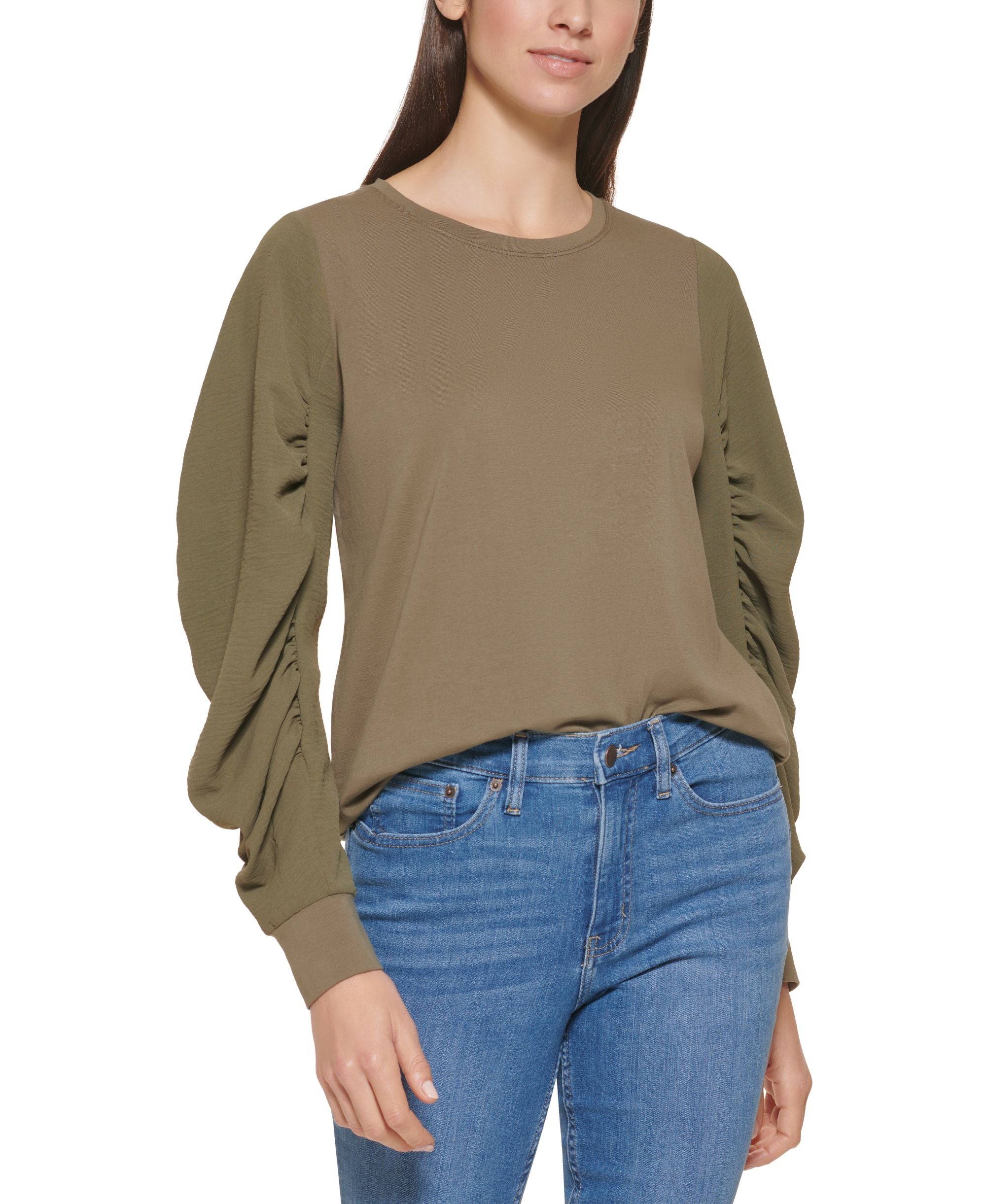 Calvin Klein Ruched Sleeve Top