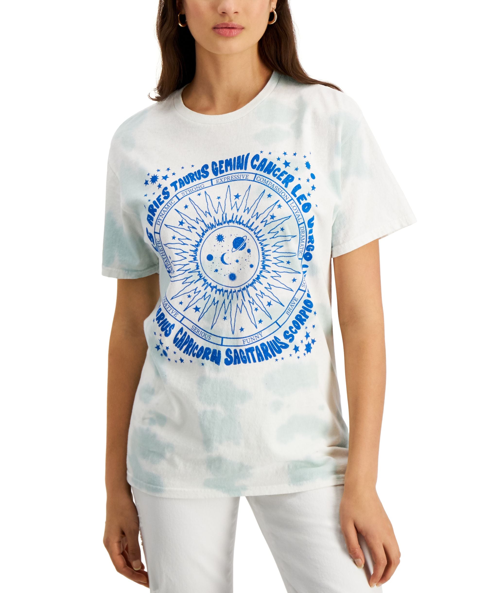 Junk Food Juniors Tie Dyed Astrology Graphic T-Shirt