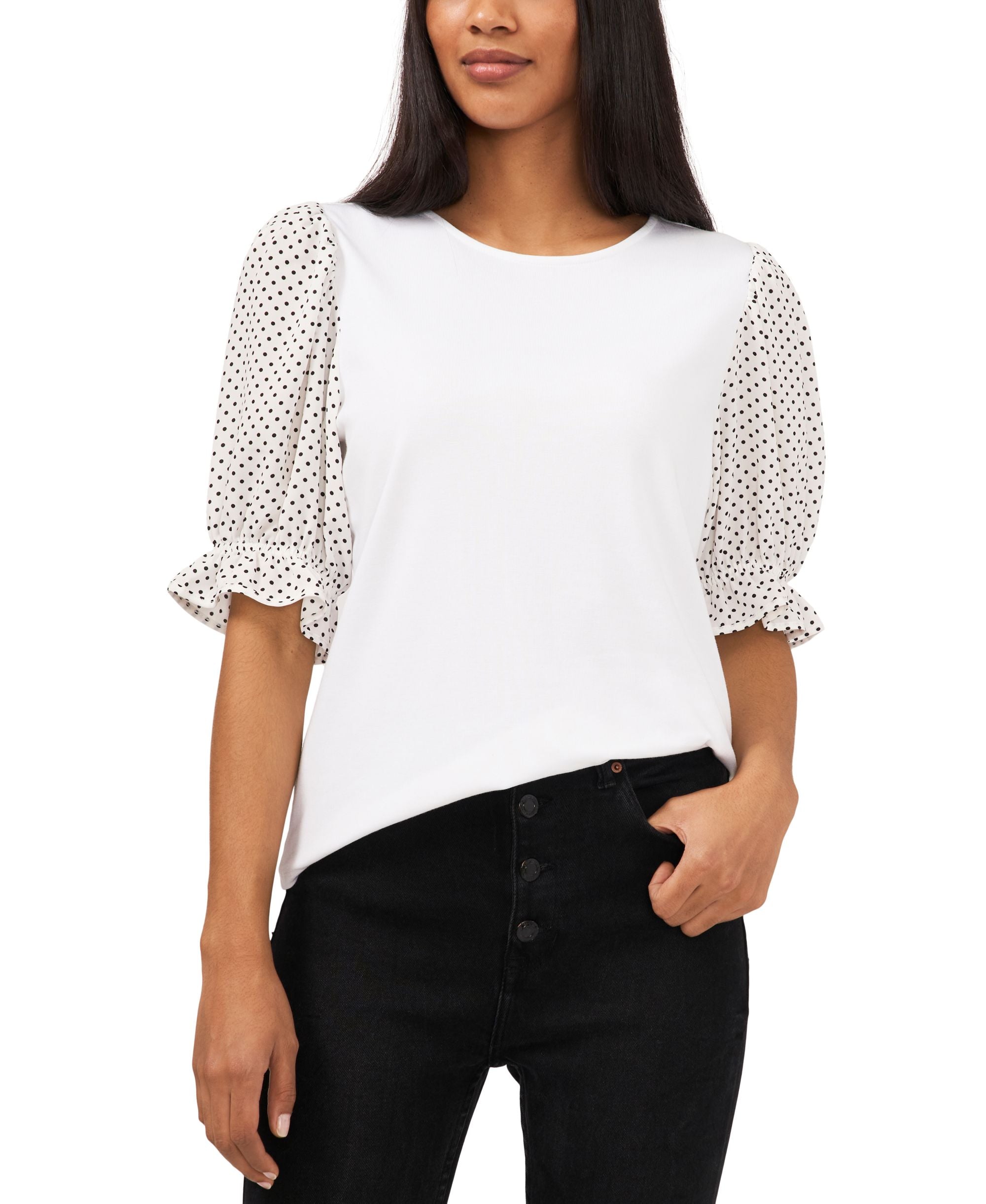 Riley Rae Polka Dot Puff Sleeve Blouse
