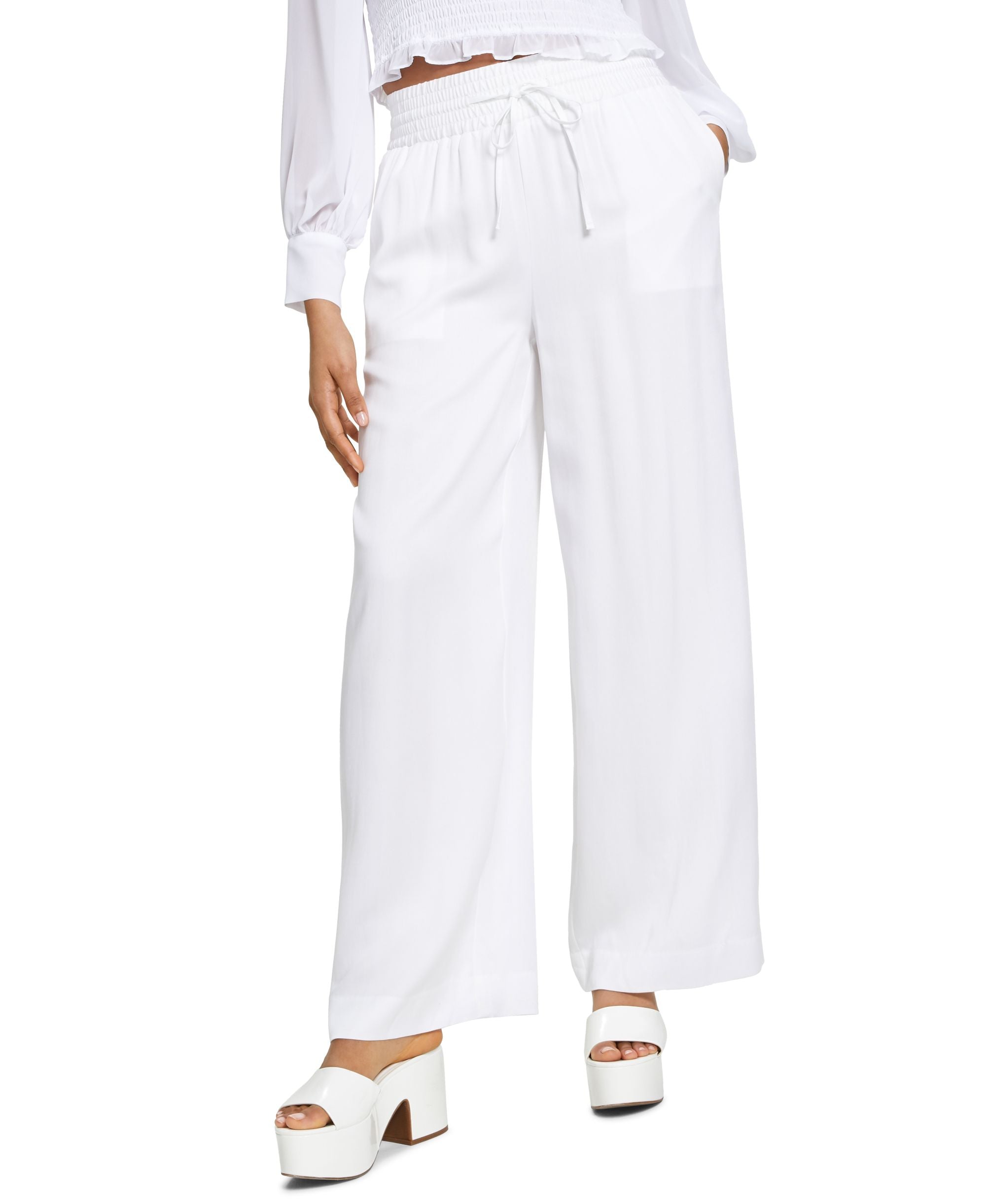 Bar III Cotton Drawstring Wide Leg Pants