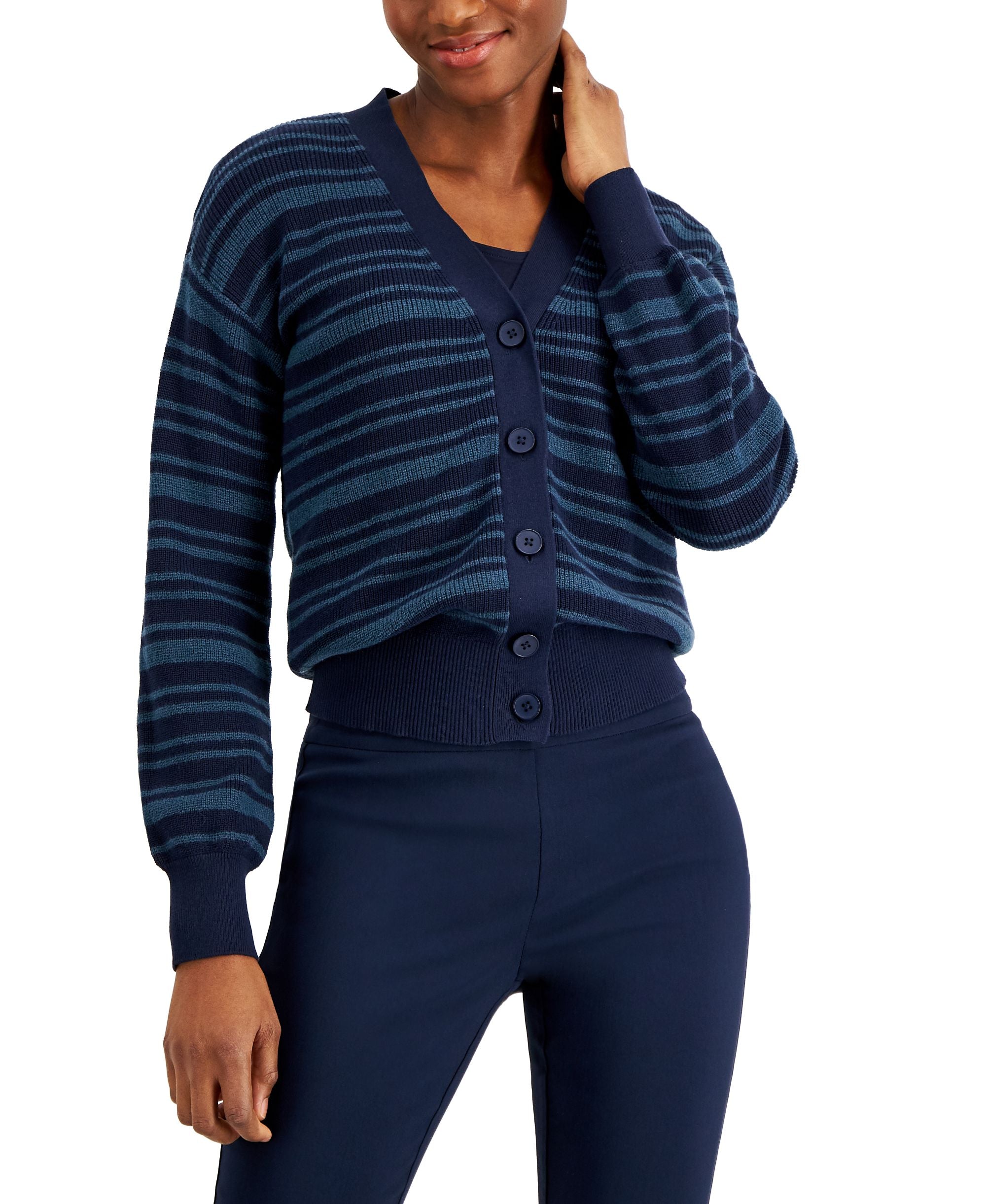Alfani Striped Button Front Cardigan
