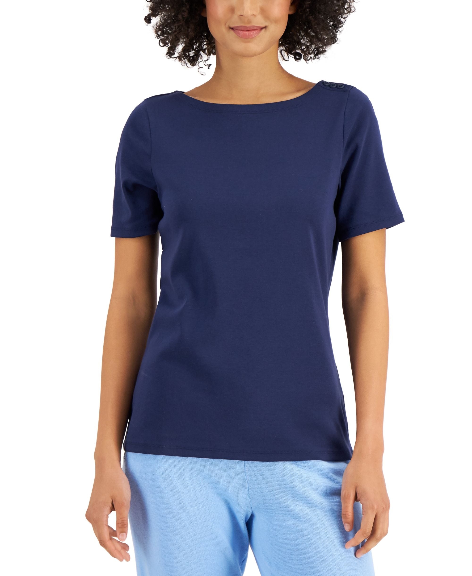 Charter Club Cotton Boat-Neck Top