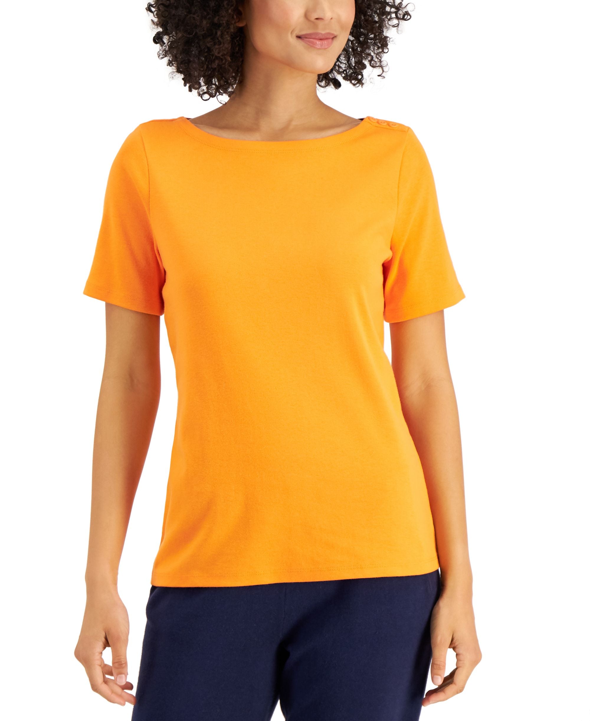 Charter Club Cotton Boat-Neck Top