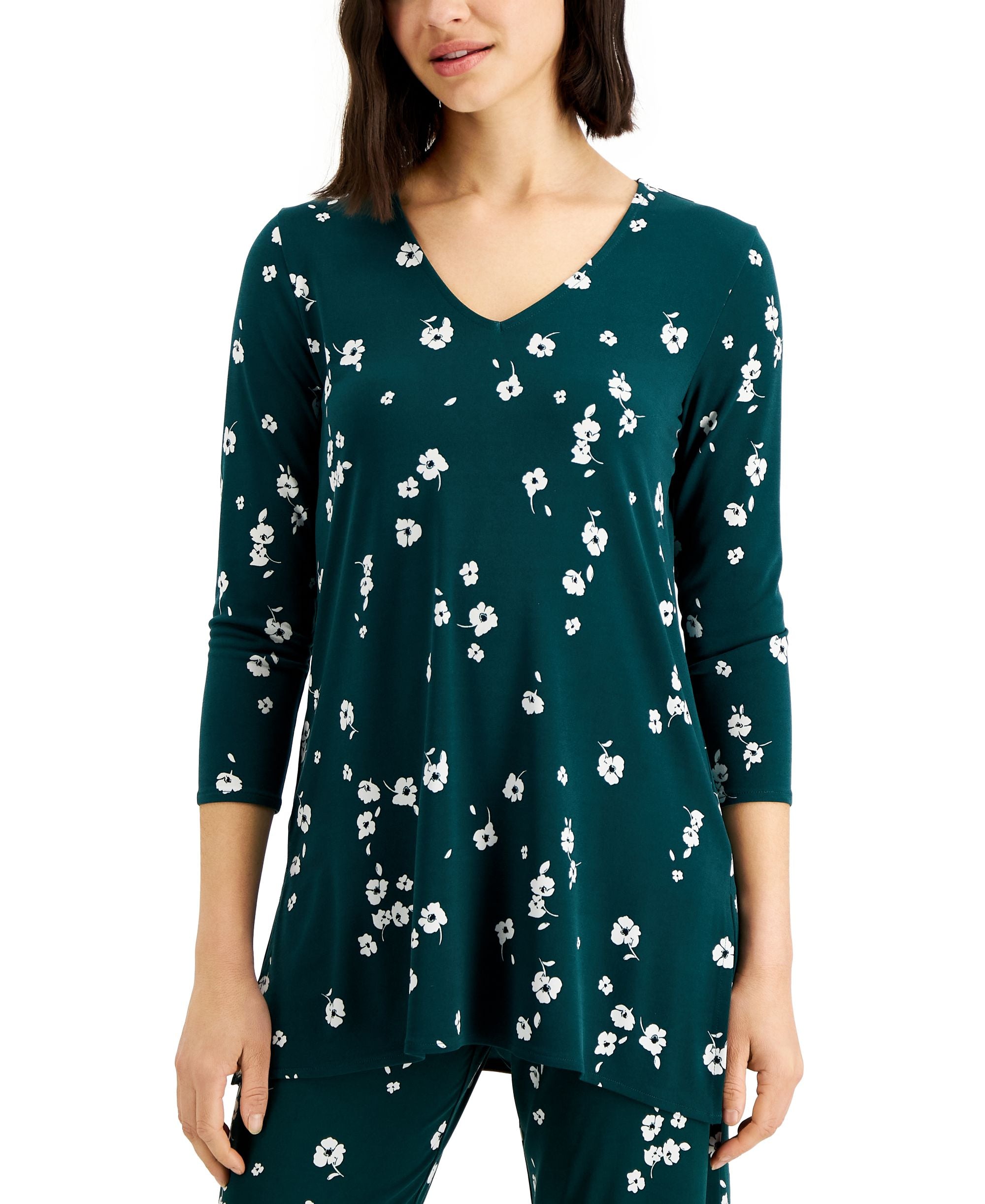 Alfani 3/4 Sleeve V Neck Tunic