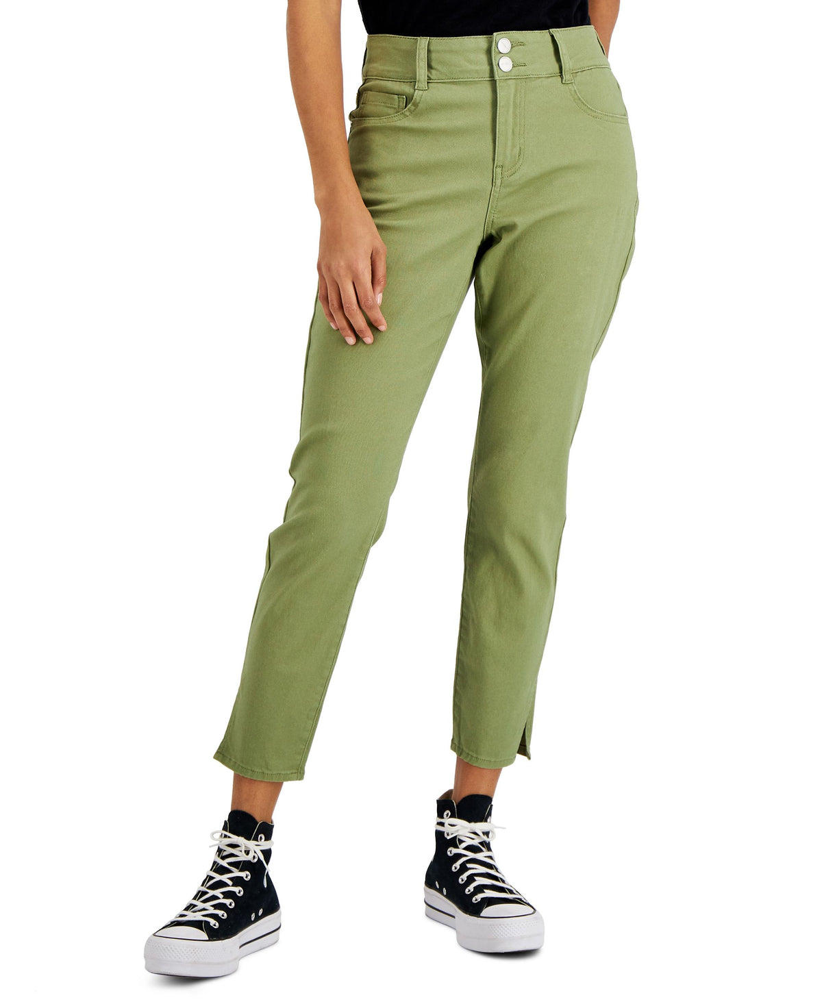 Juniors' Double-Button Skinny Jeans