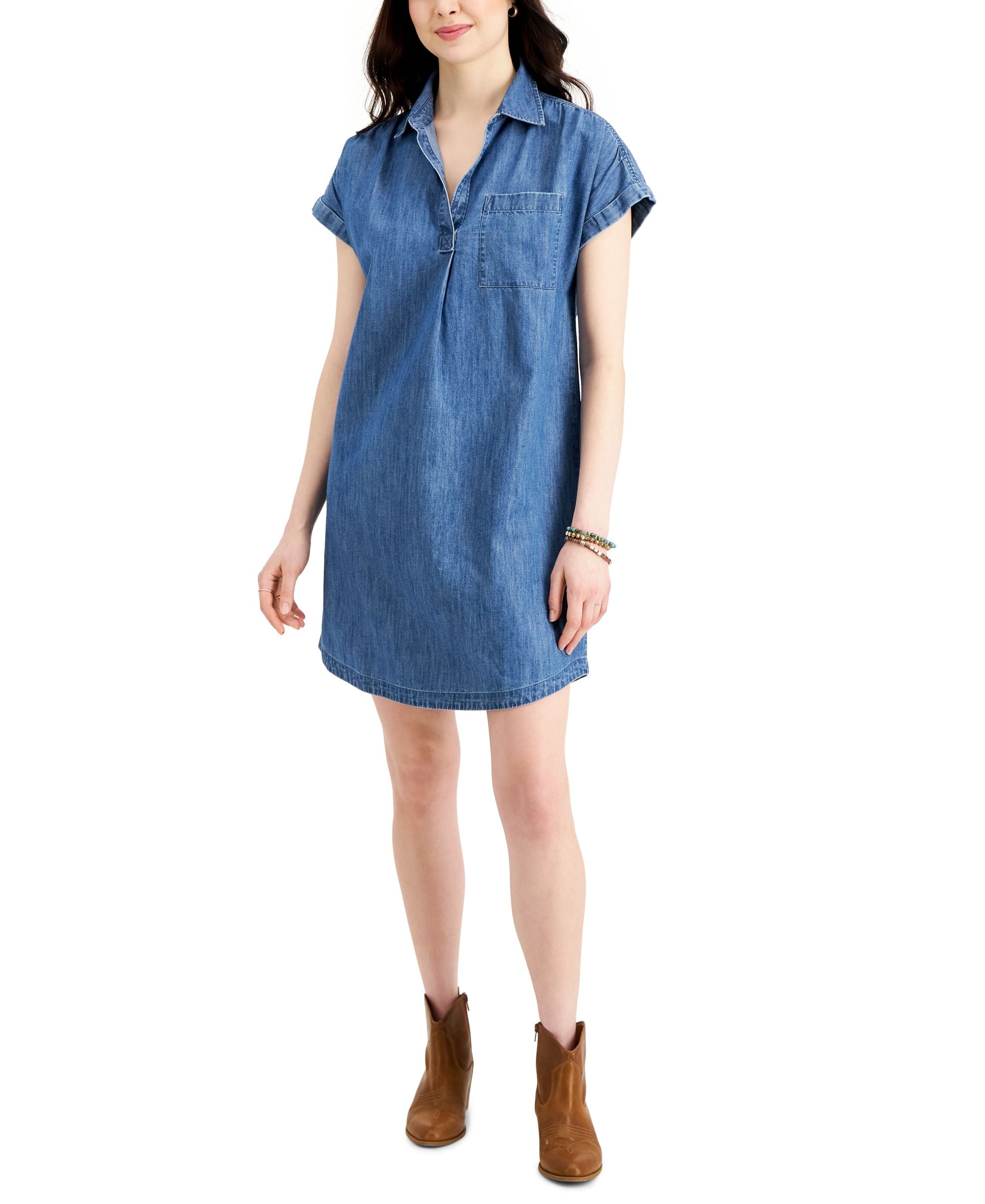 Style & Co Petite Cotton Camp Shirtdress