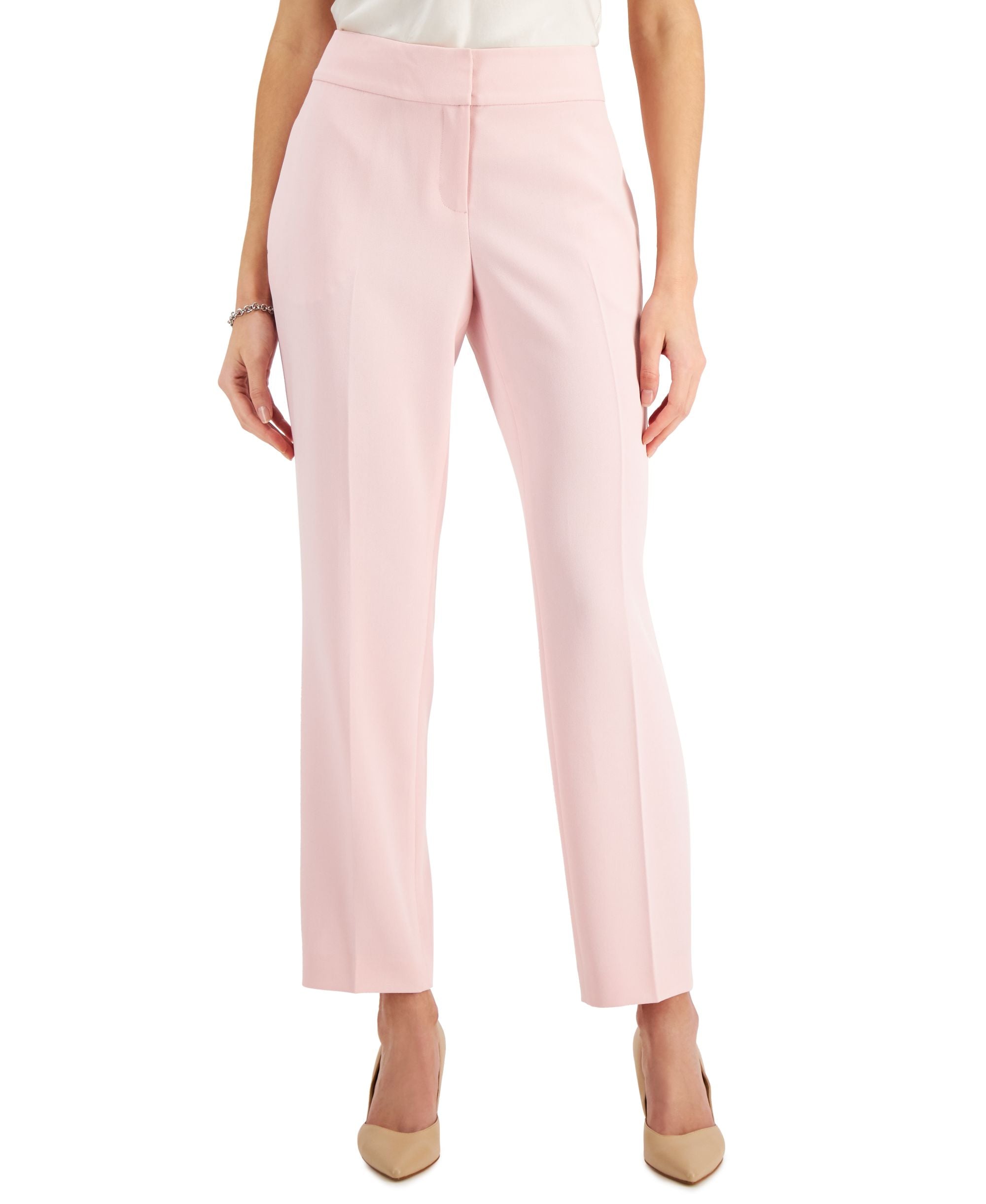 Kasper Womens Petites Mid-Rise Slim Straight Leg Pants