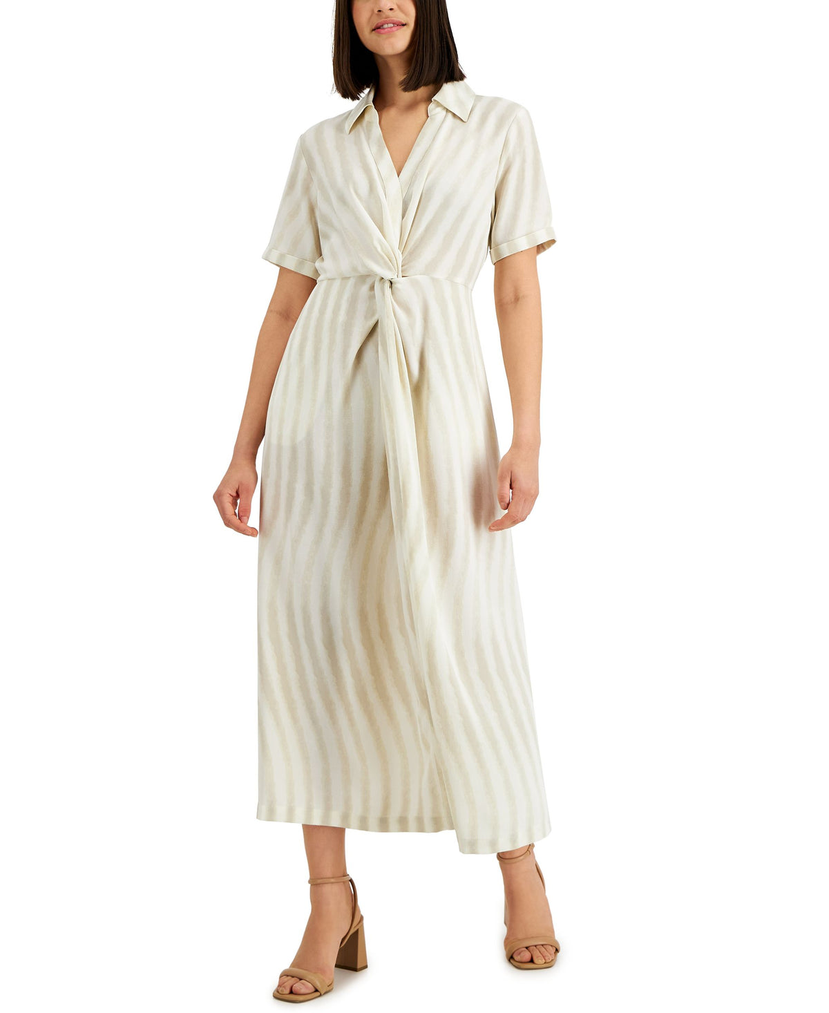 Alfani Petite Twist Front Maxi Shirtdress