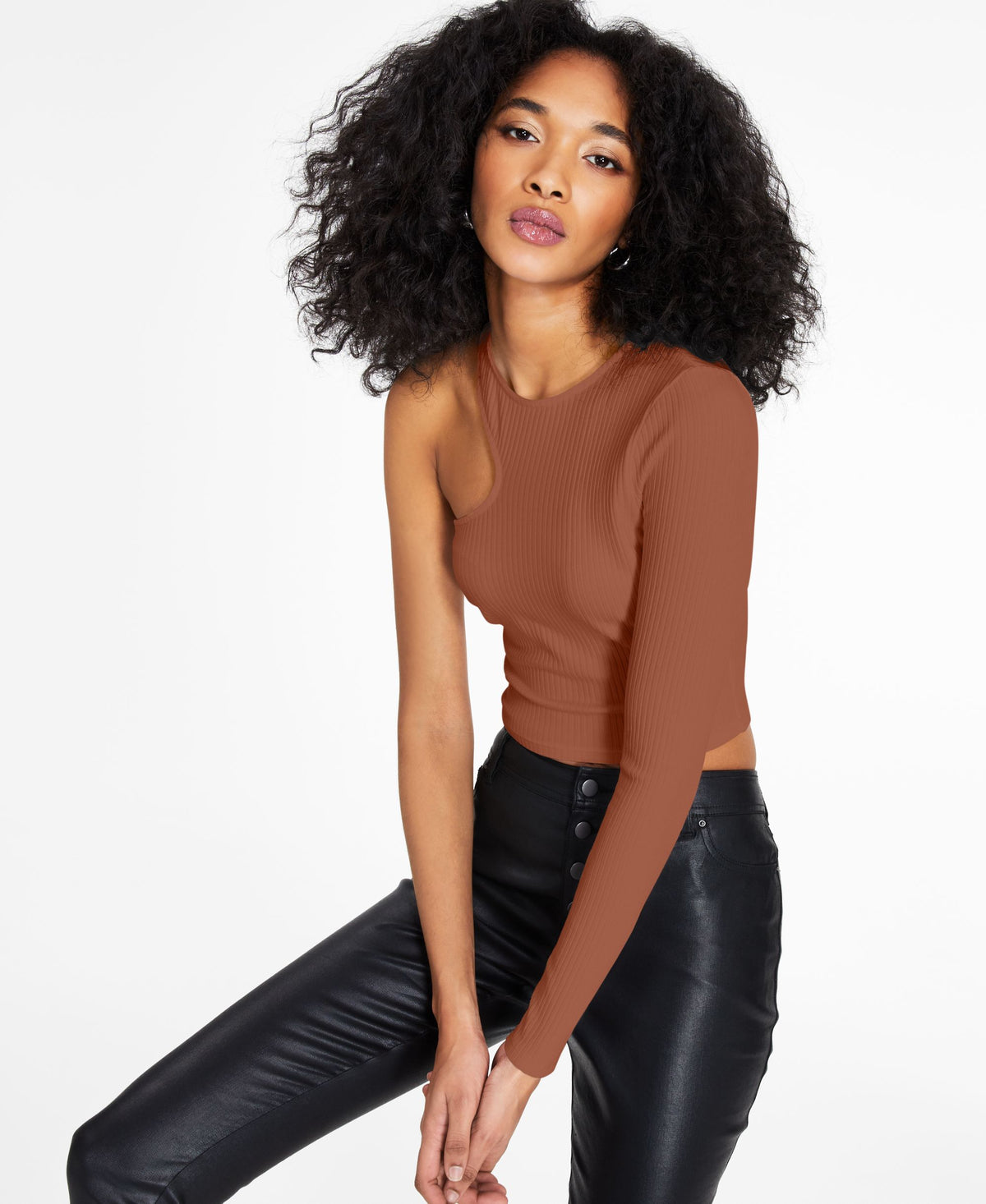 Bar III One Shoulder Crop Top