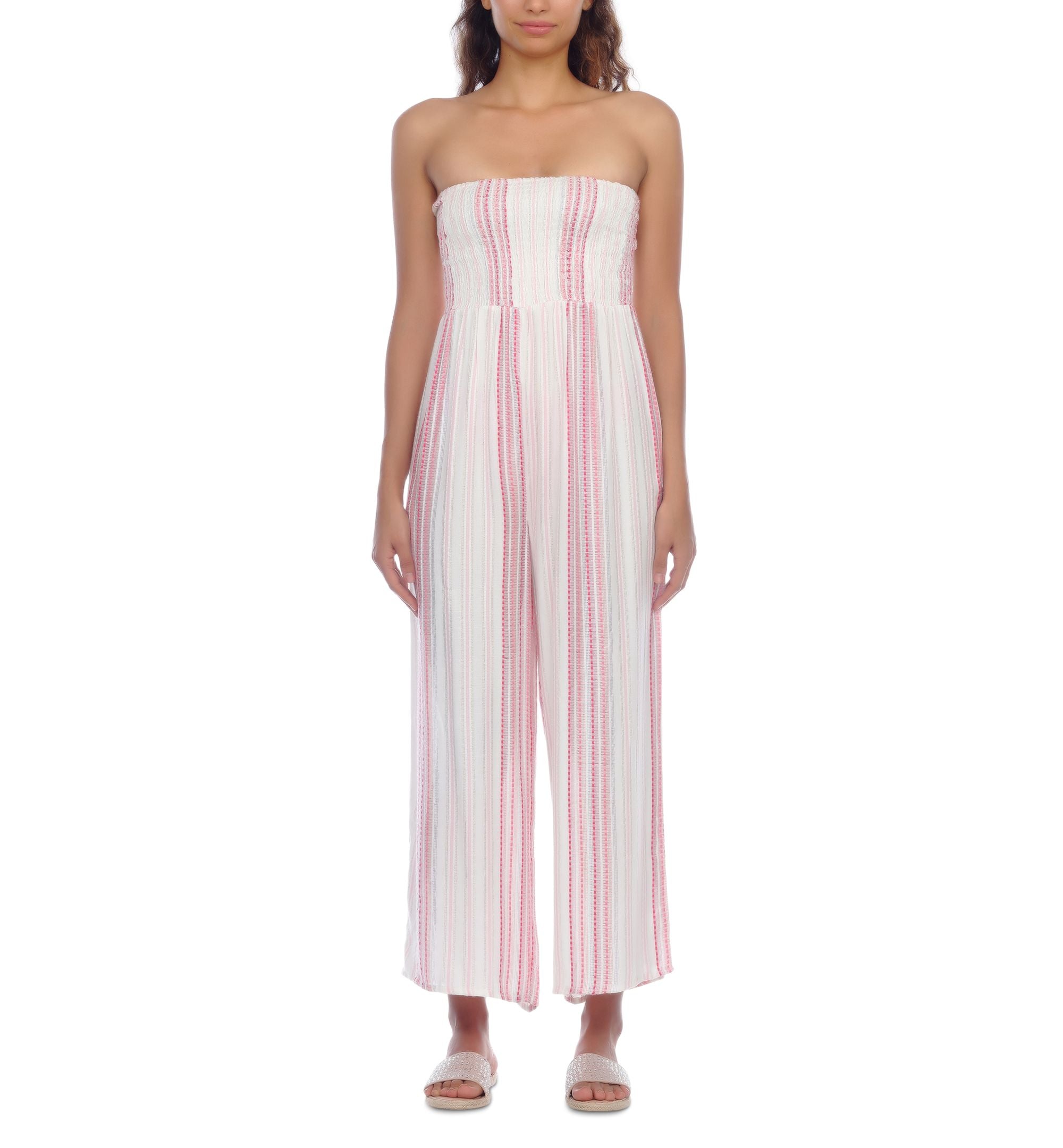 Smocked-Top Jumpsuit Cover-Up