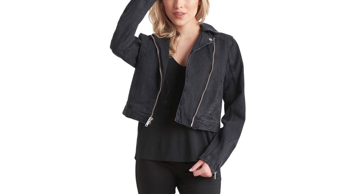 Black Tape Petite Denim Moto Jacket