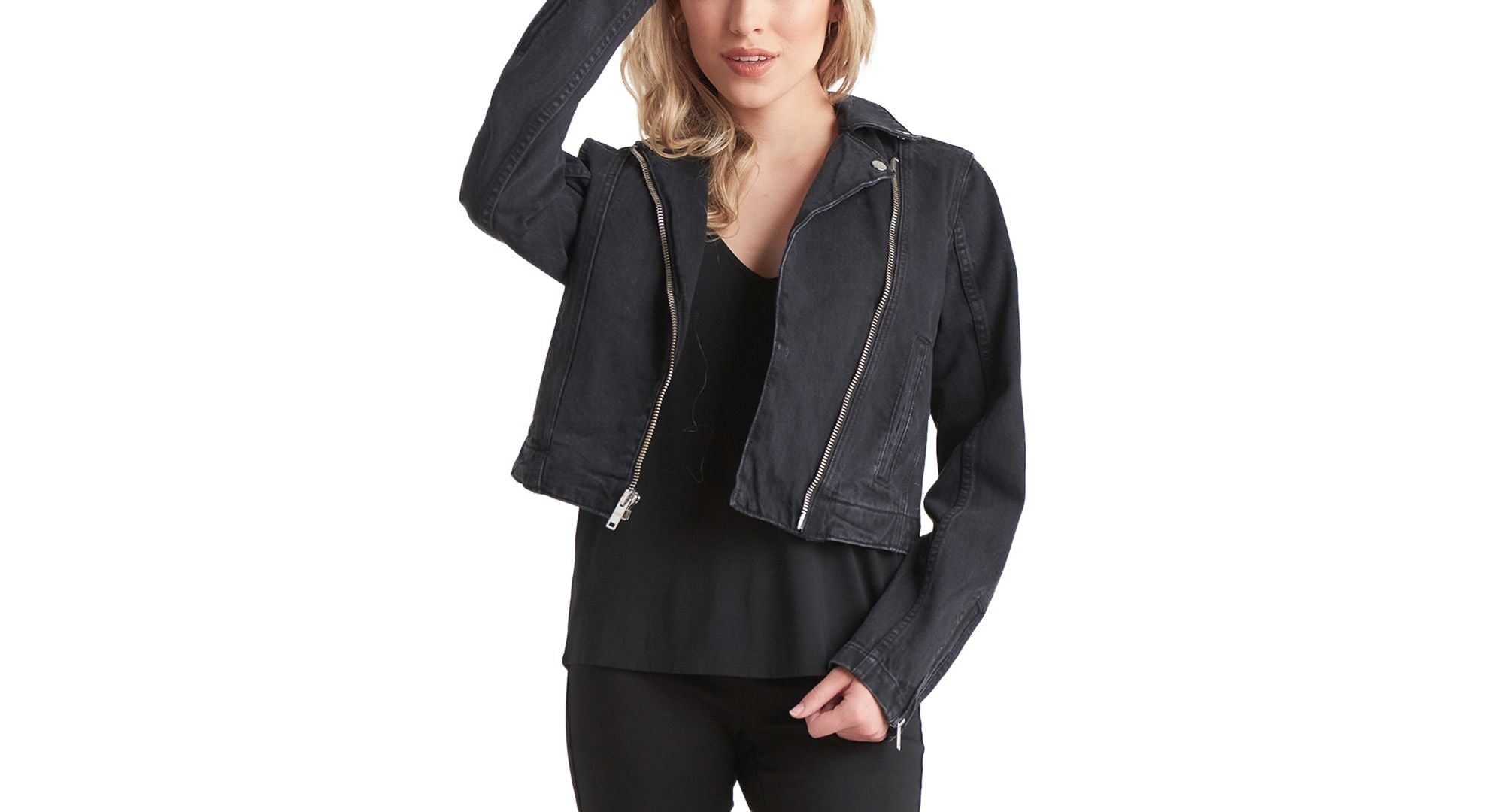 Black Tape Petite Denim Moto Jacket