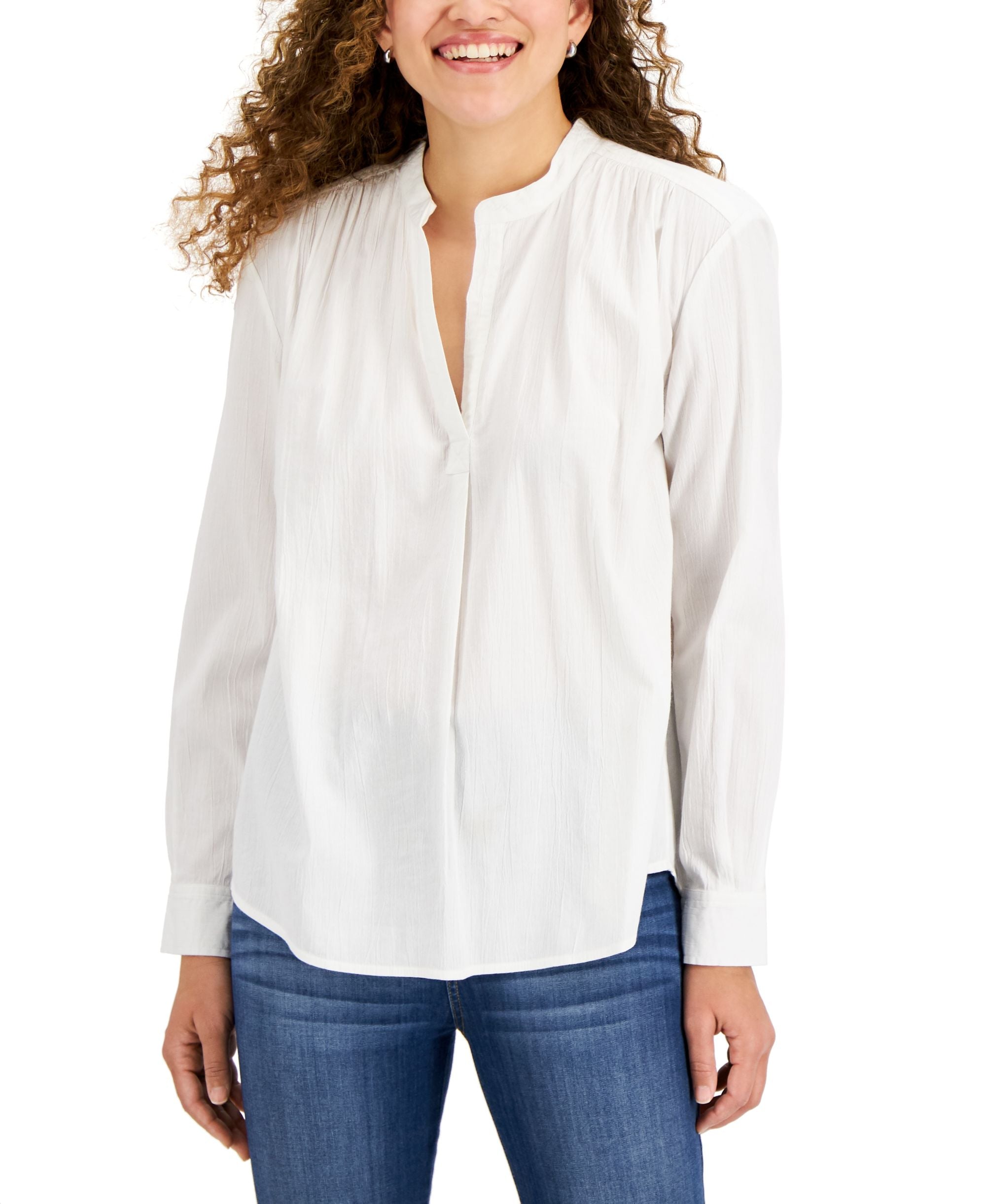 Style & Co Split Neck Popover Blouse