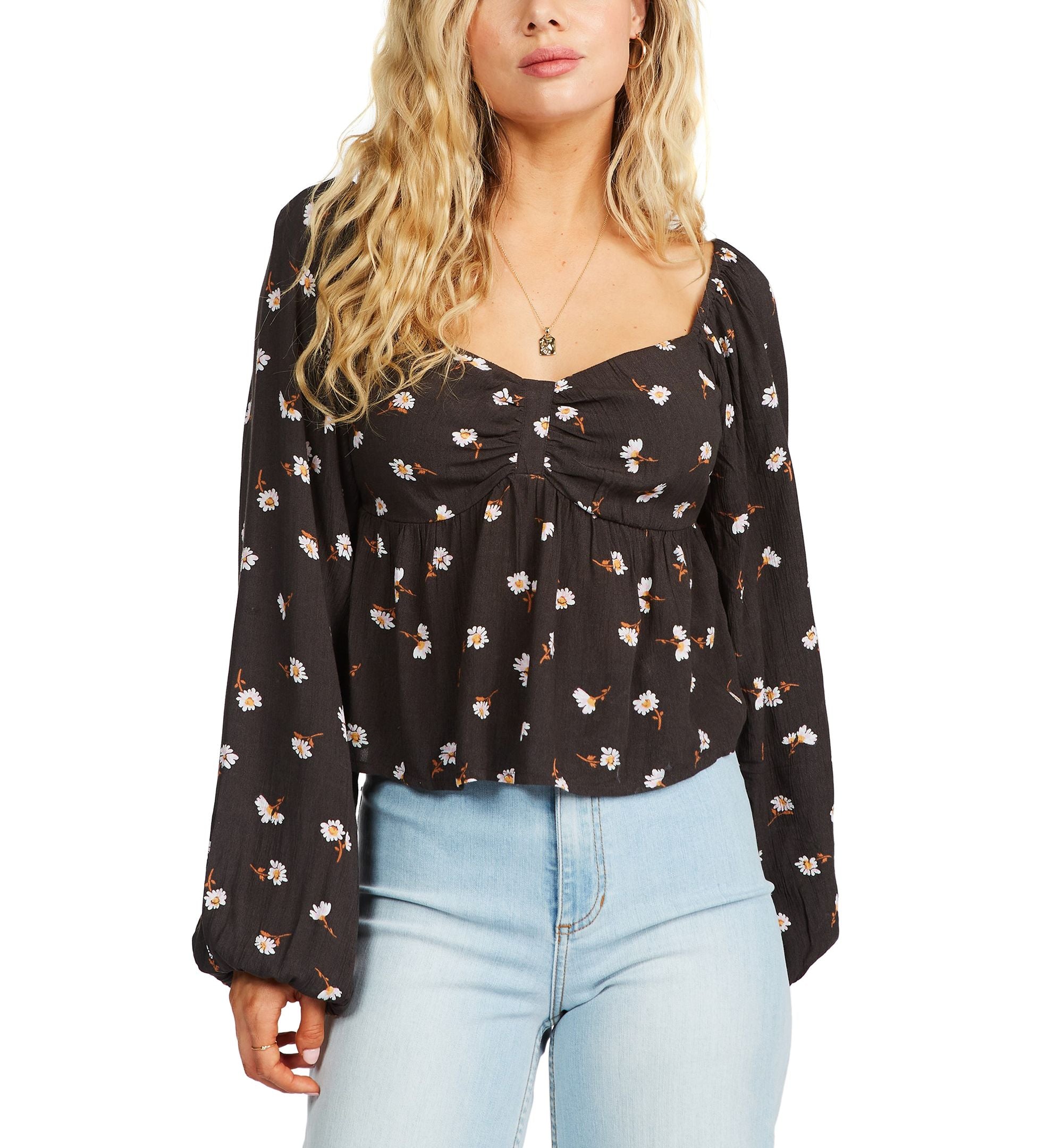 Juniors' Love You More Floral-Print Top