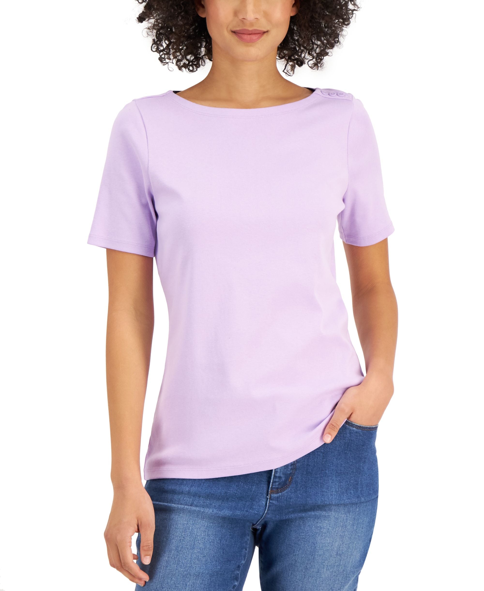 Charter Club Cotton Boat-Neck Top