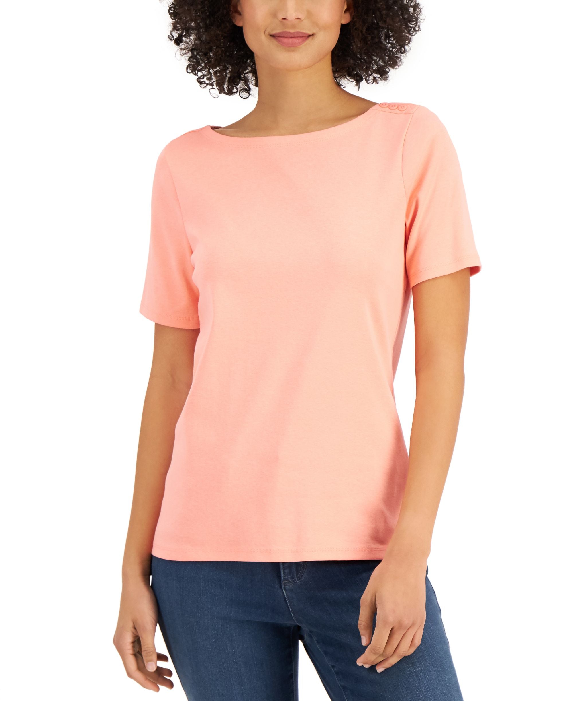 Charter Club Cotton Boat-Neck Top