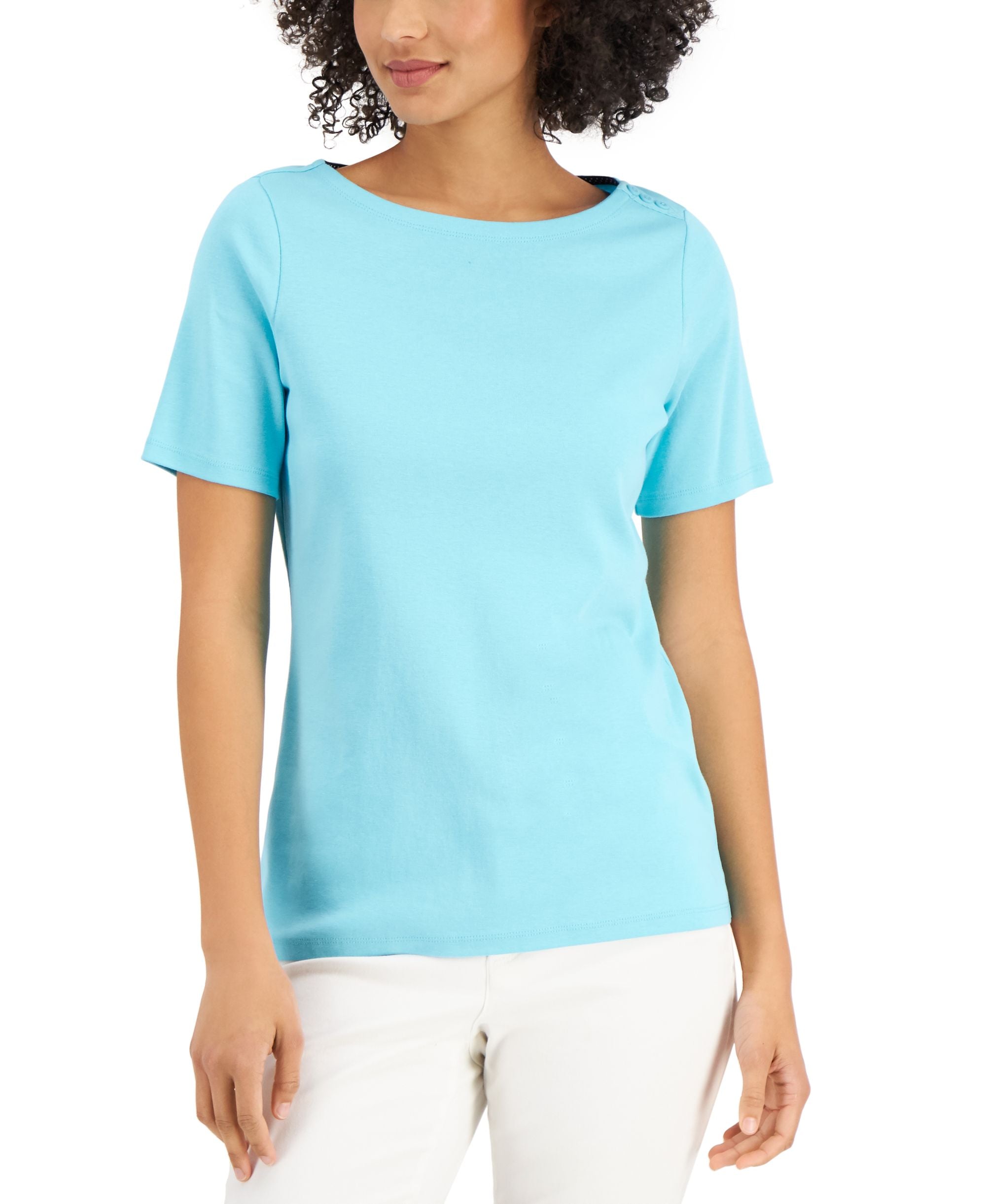 Charter Club Cotton Boat-Neck Top
