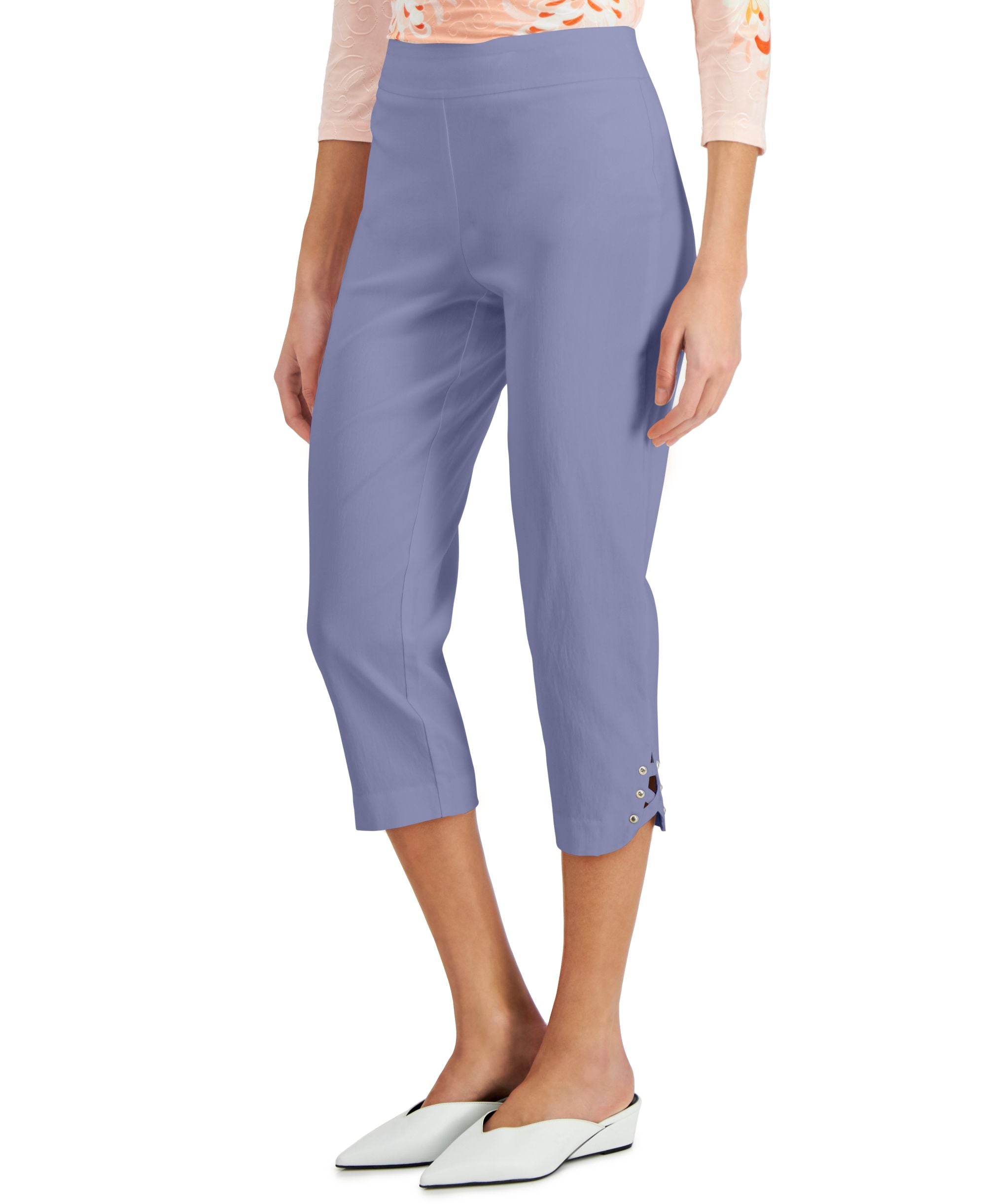 JM Collection Petite Crisscross Hem Capri Pants