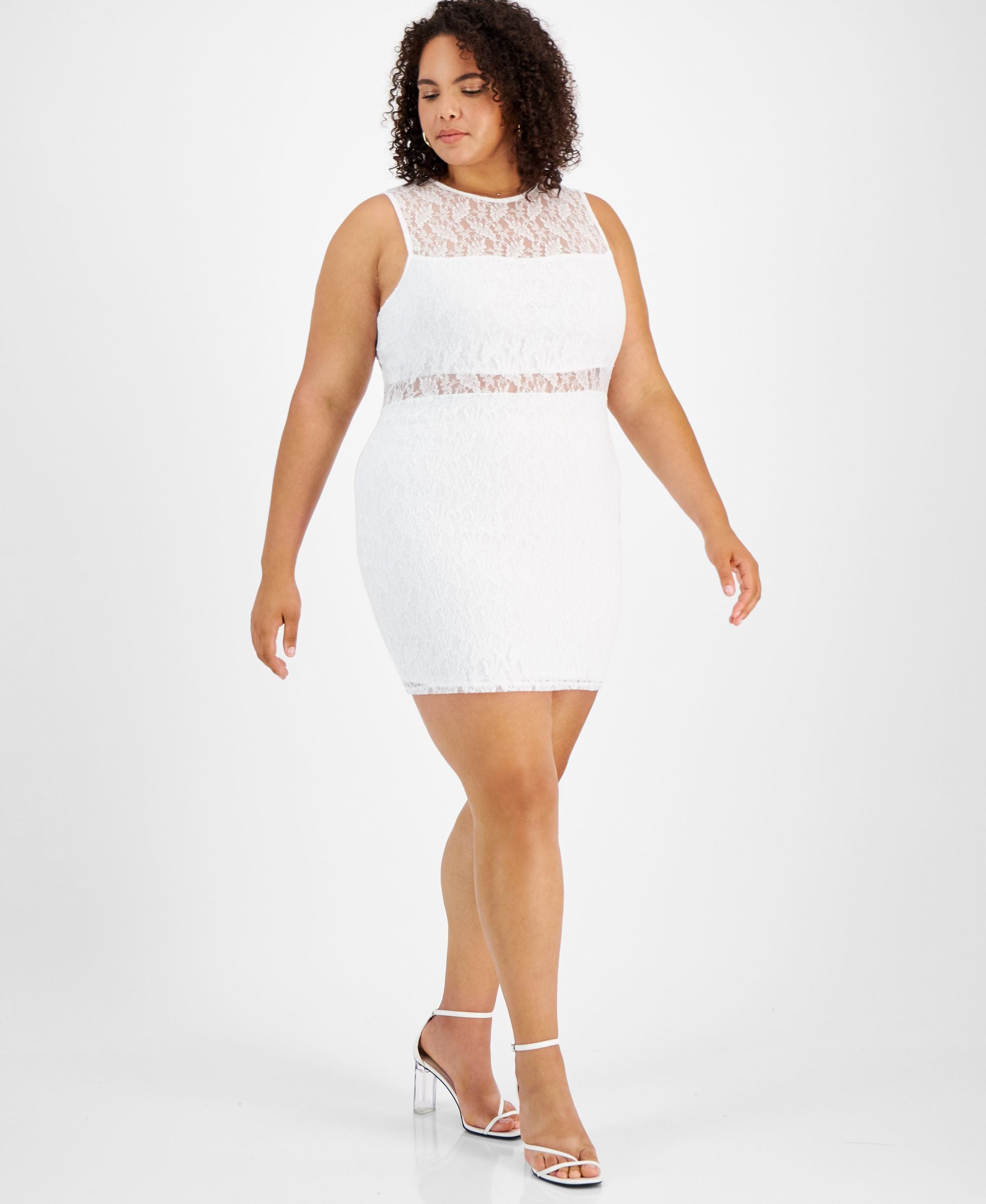 Bar III Plus Size Sleeveless Lace Mini Dress