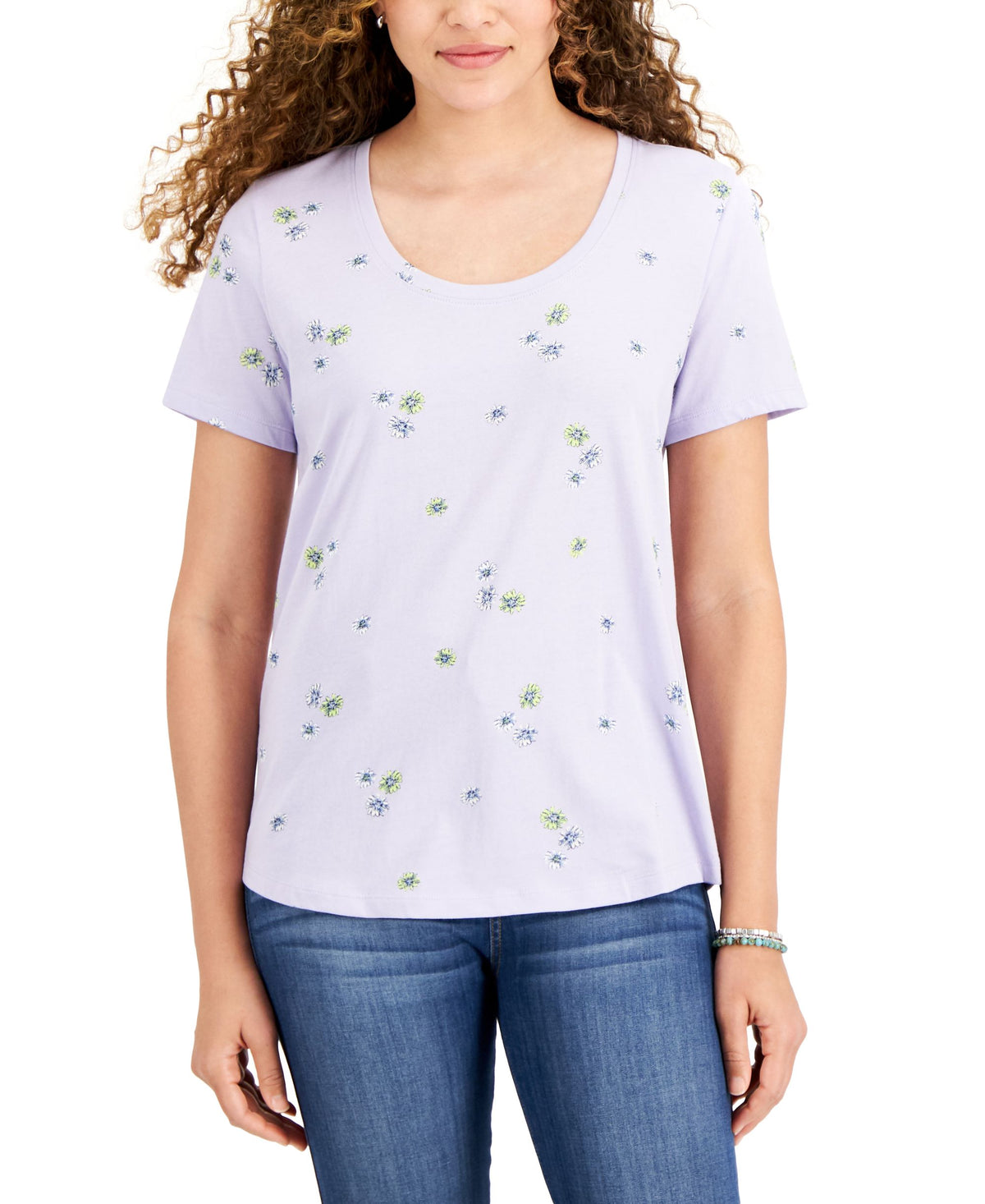 Style & Co Retro Floral Cotton T-Shirt