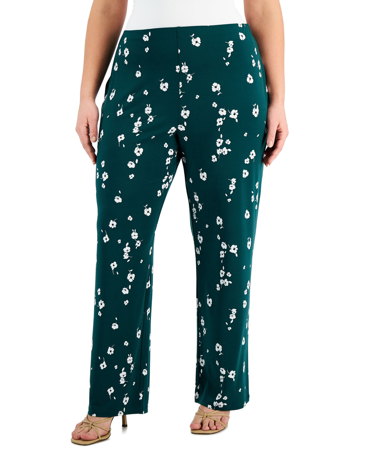 Alfani Plus Size Floral Print Pull On Pants