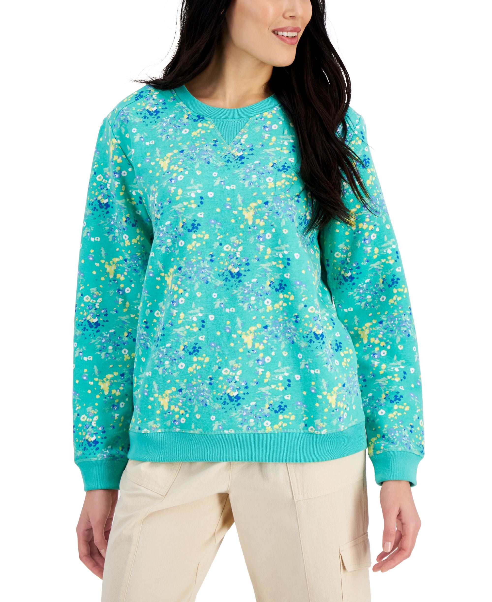 Karen Scott Printed Crewneck Top