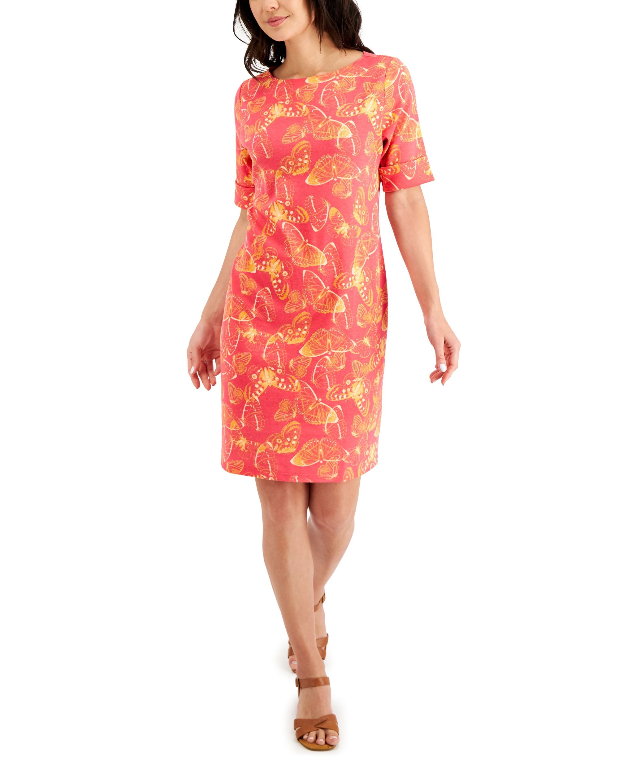 Karen Scott Petite Butterfly Toile Dress