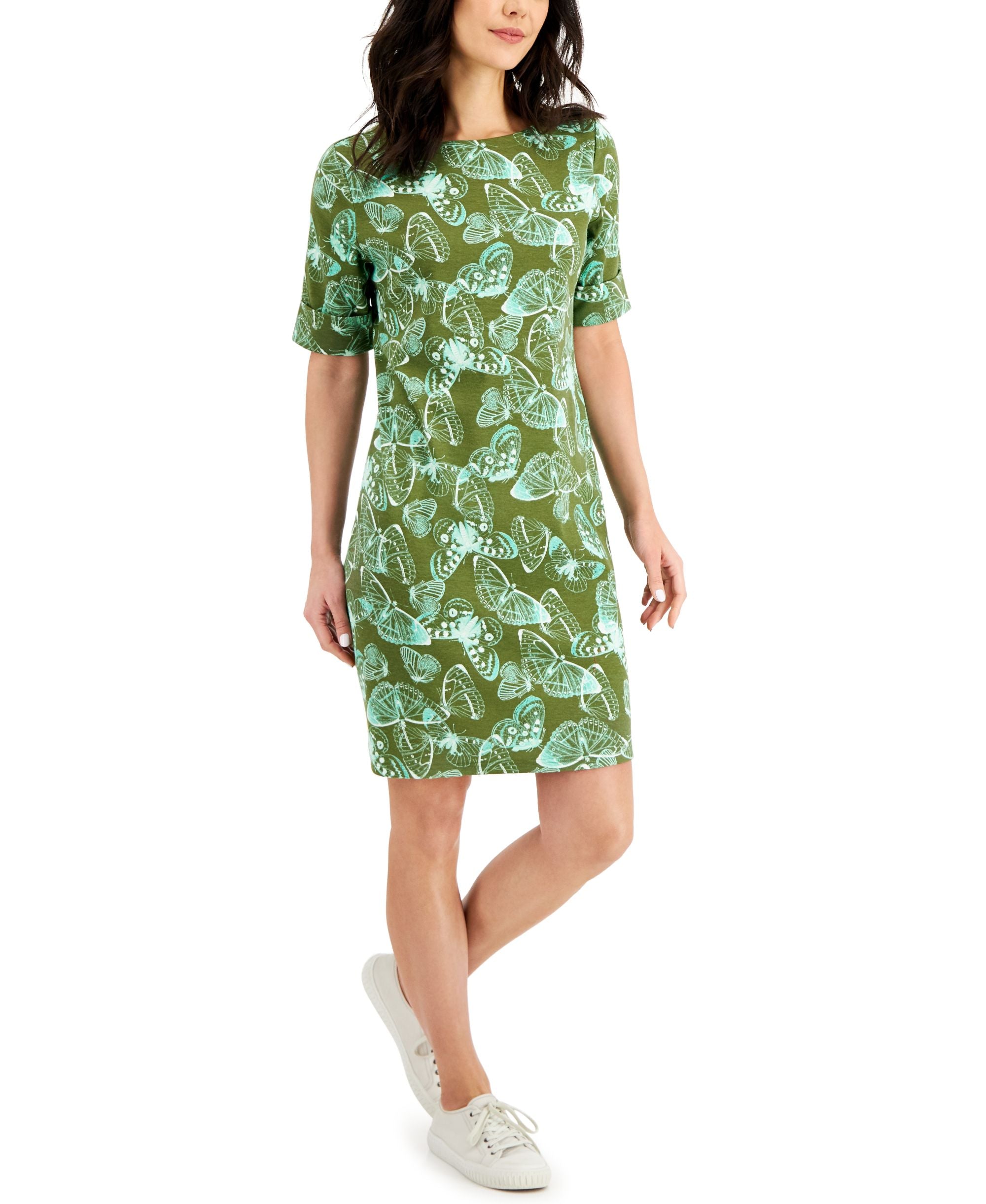 Karen Scott Printed Elbow Sleeve Dress
