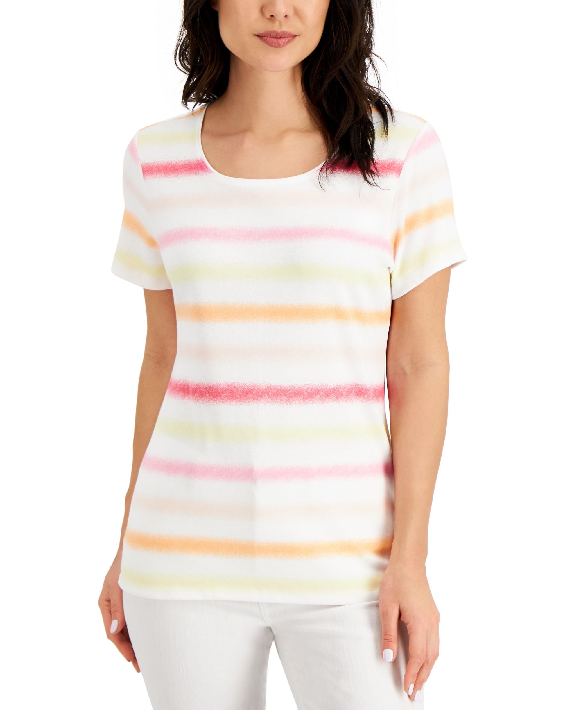 Karen Scott Petite Gradient Stripe Top