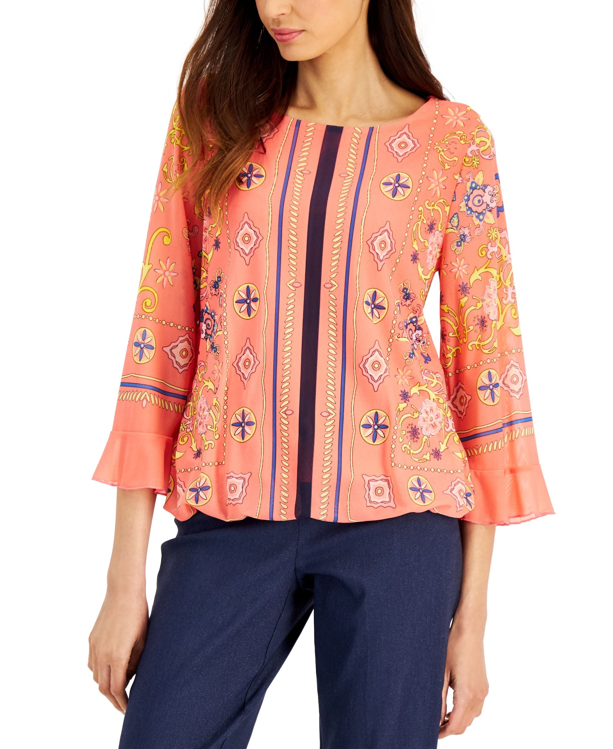 JM Collection Womens Printed Top