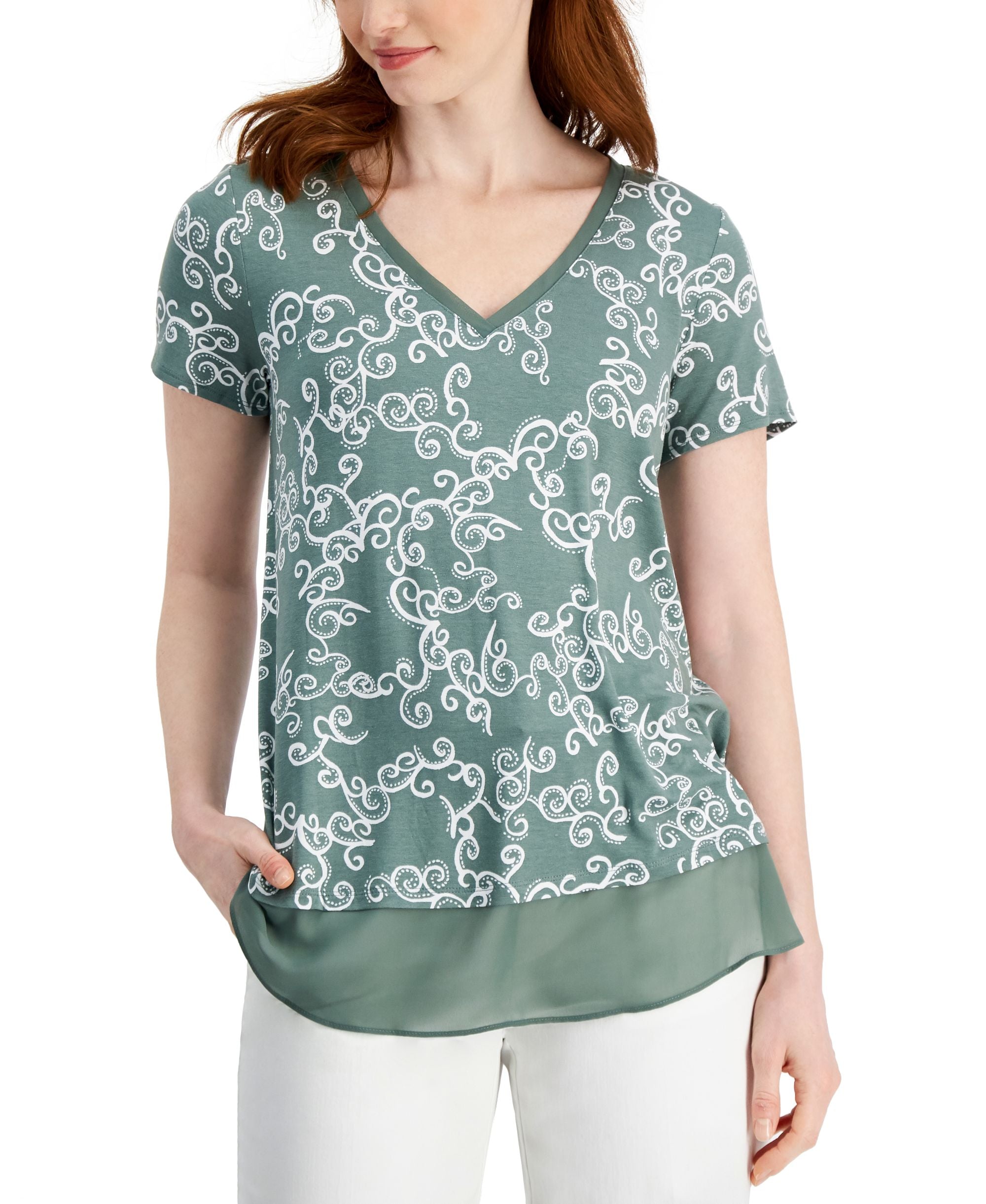 JM Collection Womens Layered Look Top