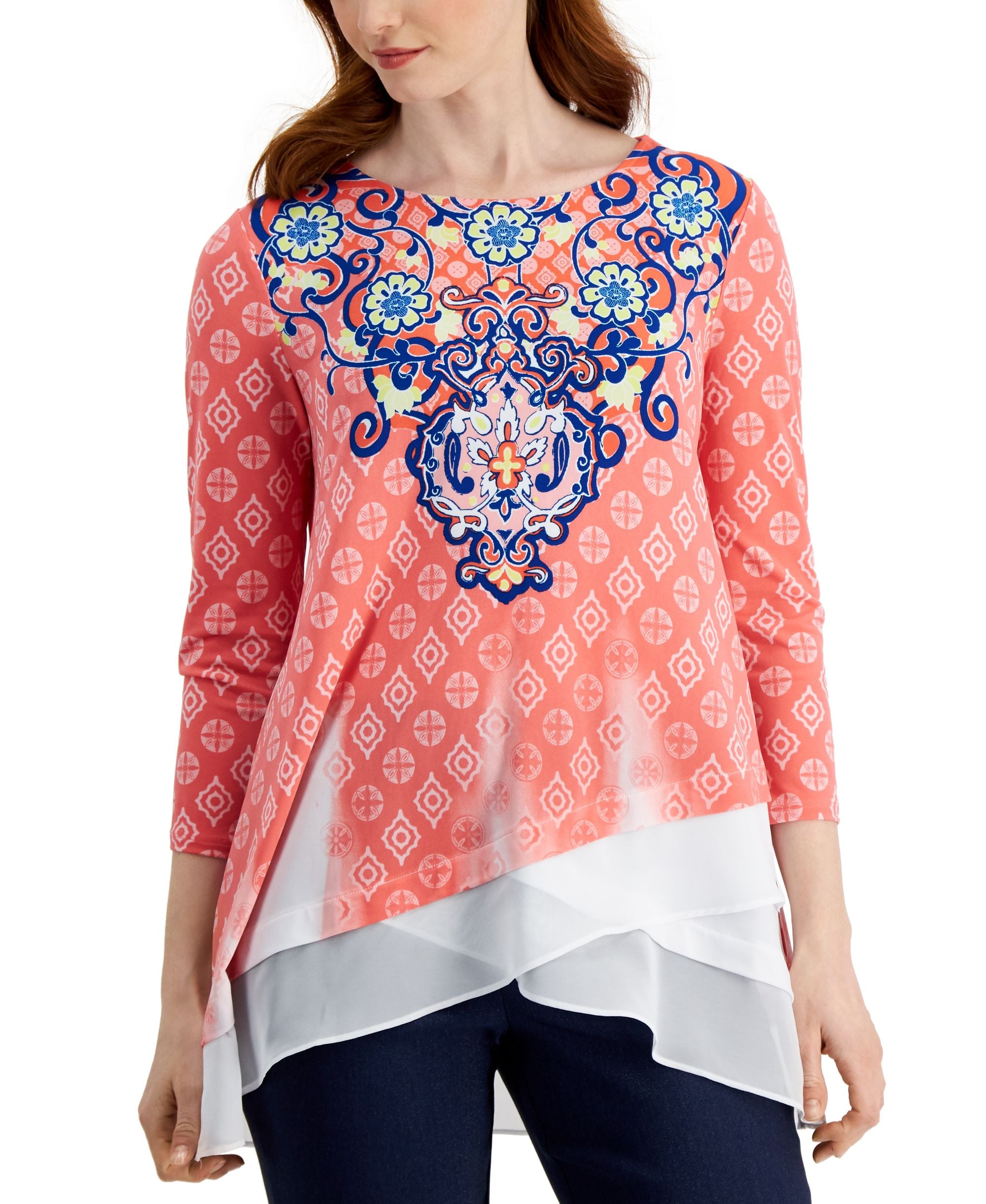 JM Collection Womens Layered Look Top