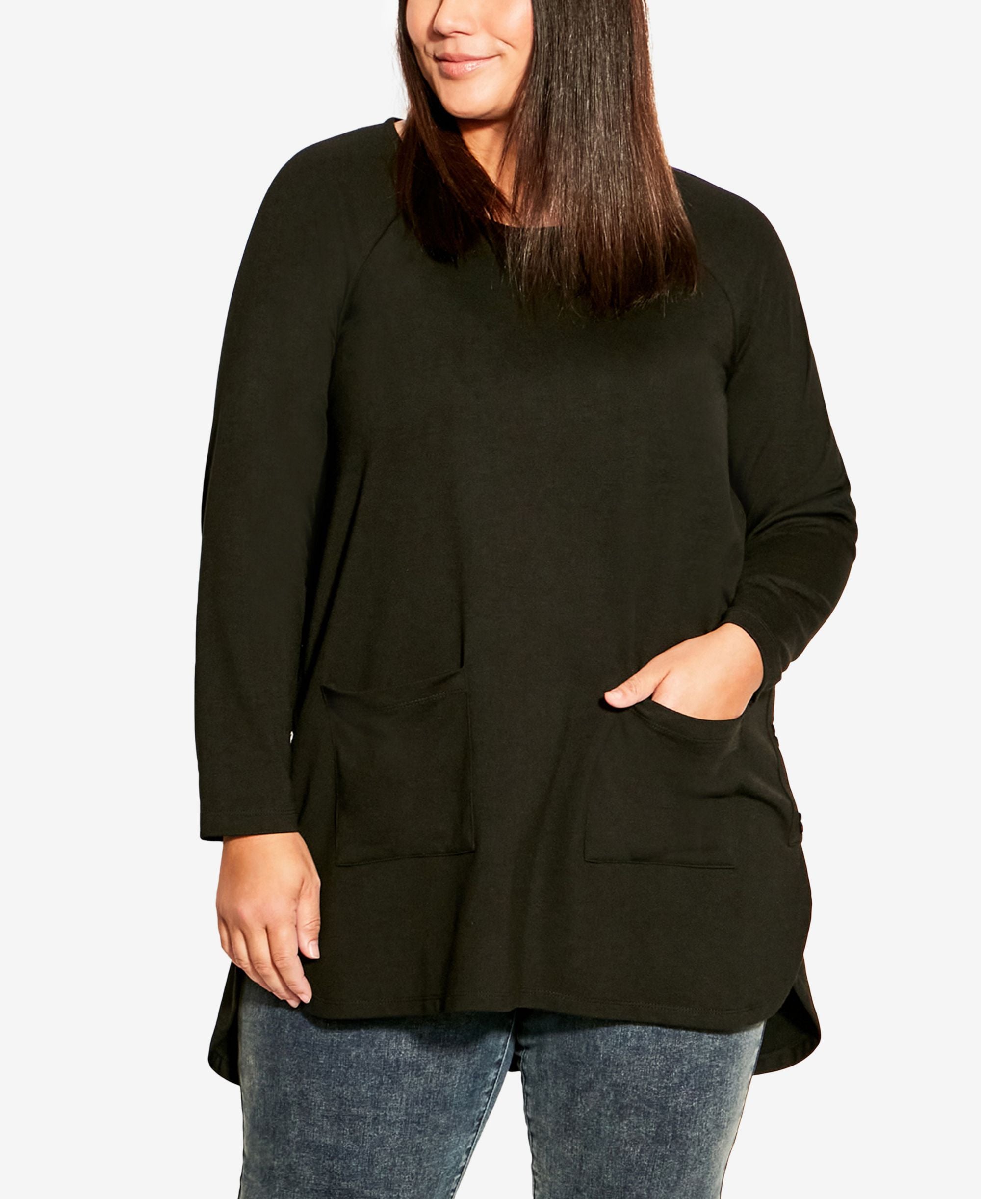 Plus Size Clare Button Plain Tunic Top