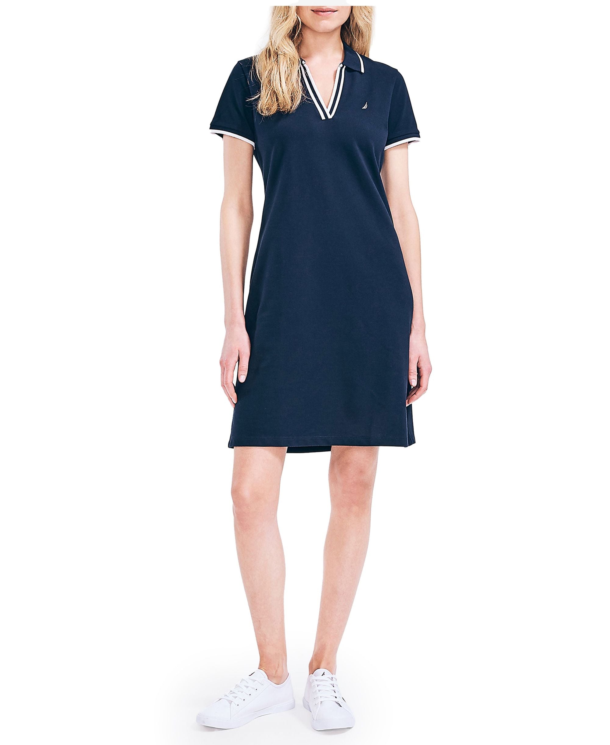 Women's Sustainably Crafted Ocean Spilt Neck Polo Dress