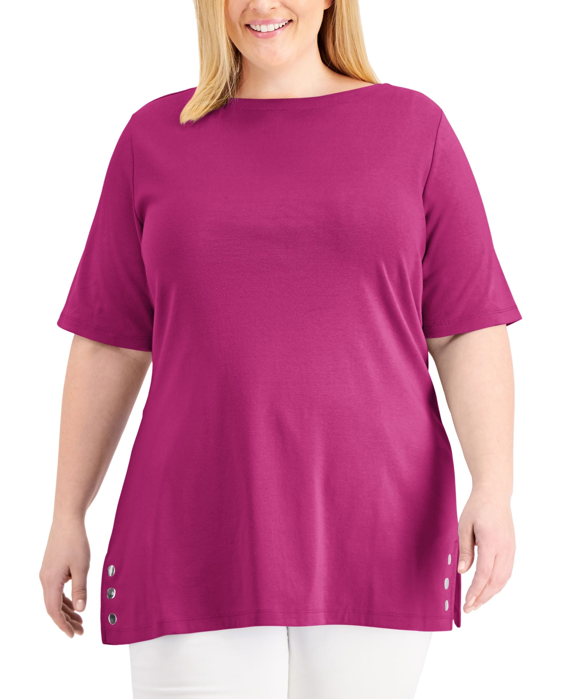 Karen Scott Plus Size Embellished Hem Top