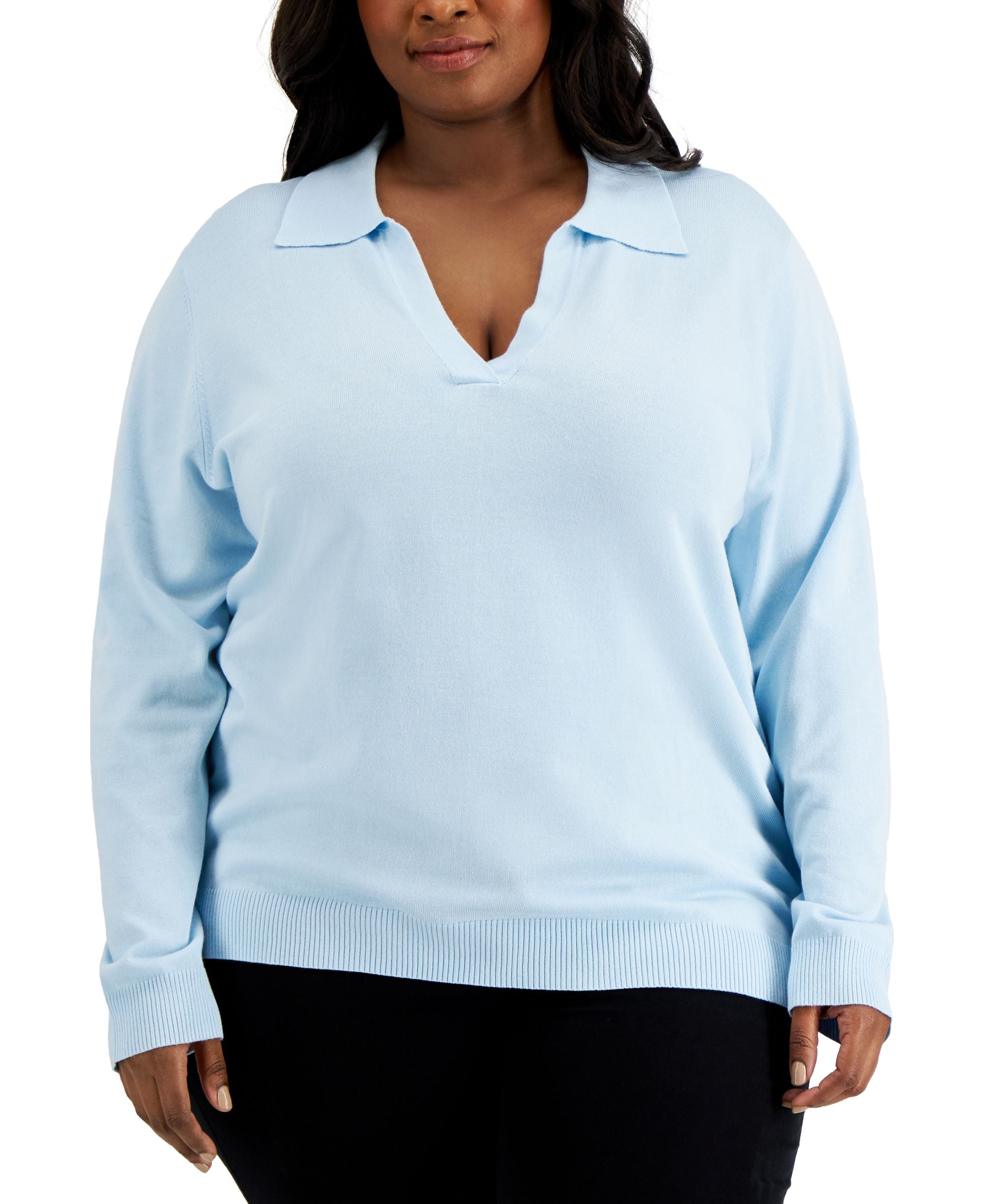 Calvin Klein Plus Size Collared V Neck Sweater