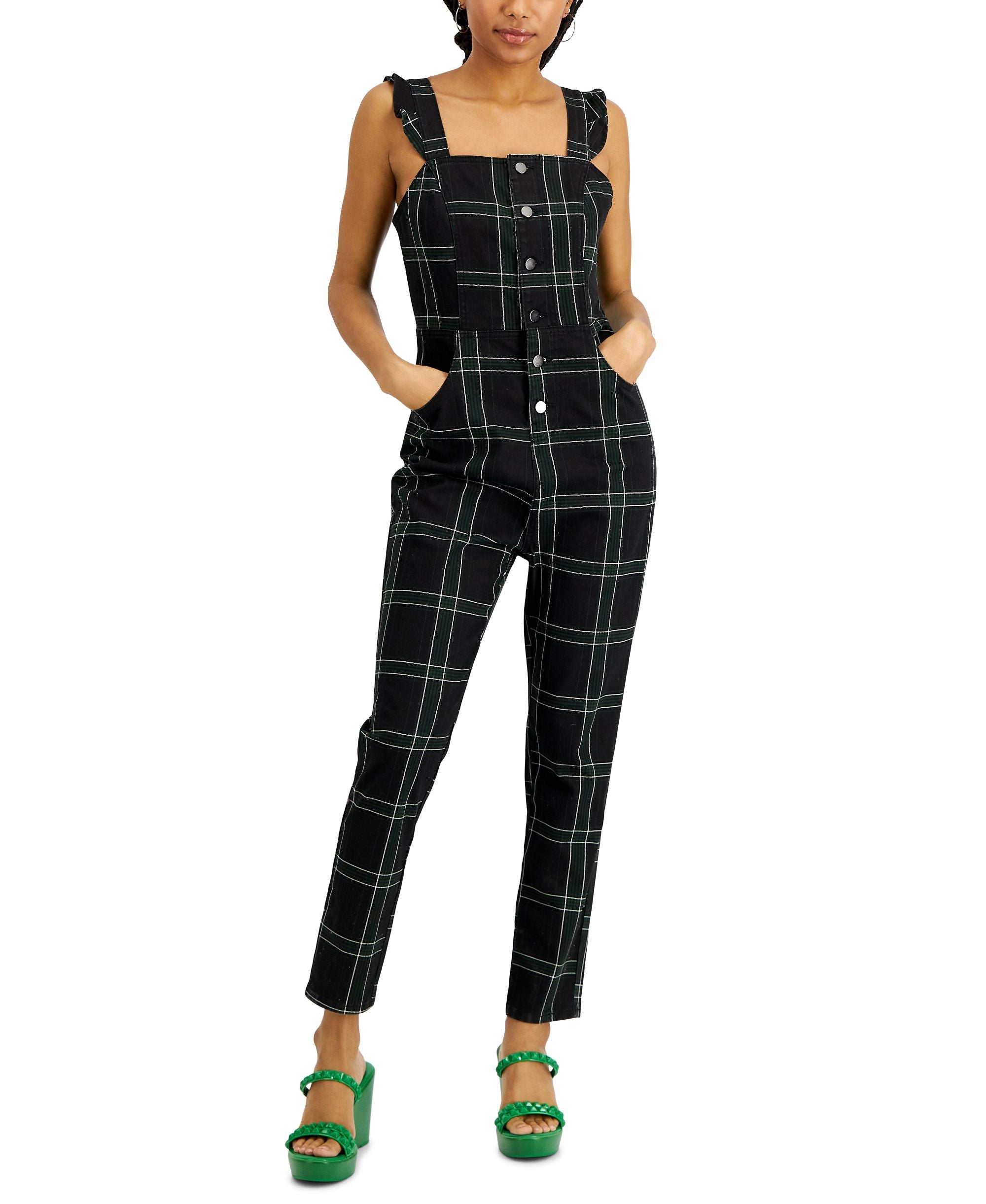 Juniors' Ruffle-Strap Jumpsuit