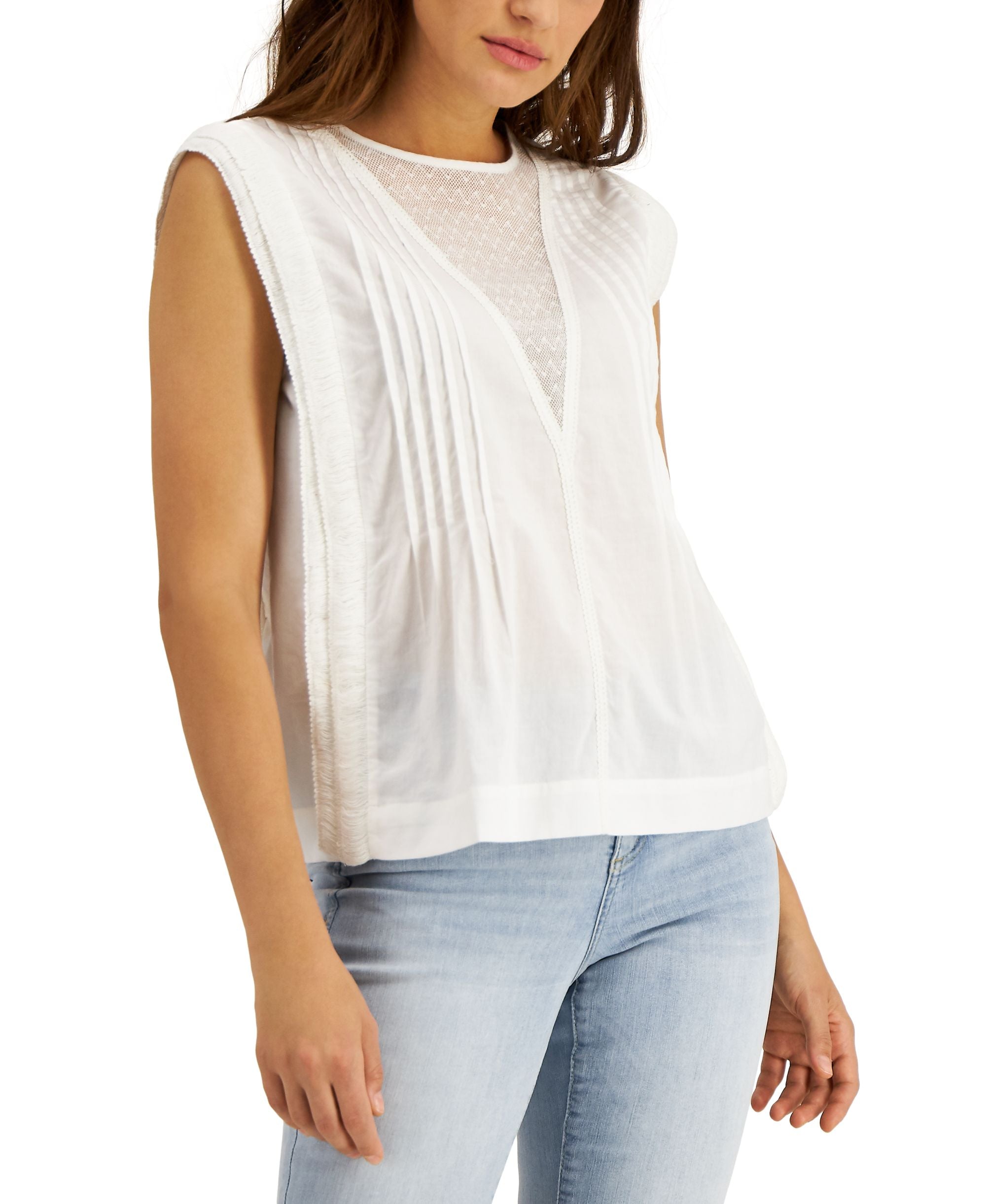 INC International Concepts Cotton Sleeveless Mesh Top