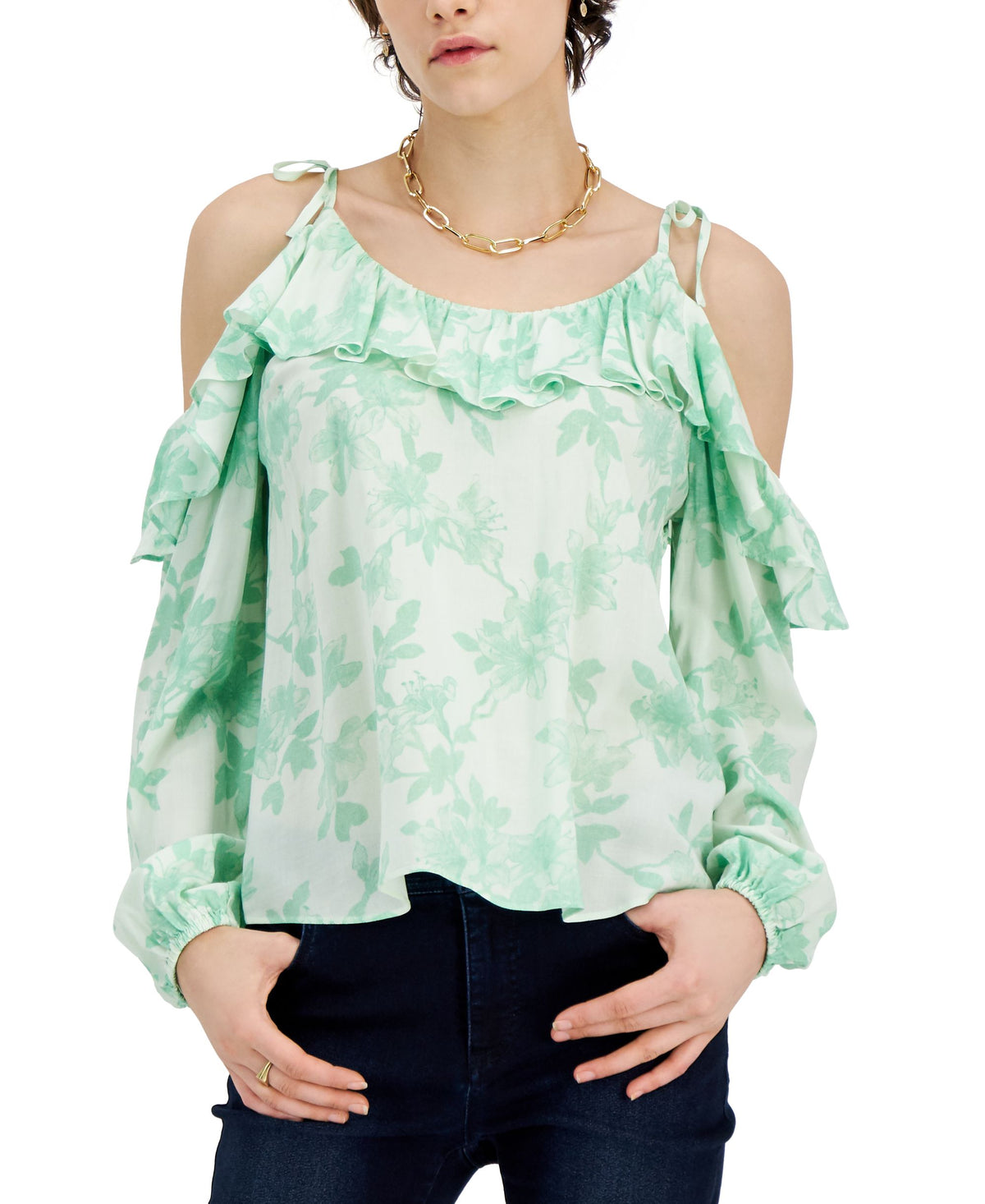 INC International Concepts Womens Cold Shoulder Blouse