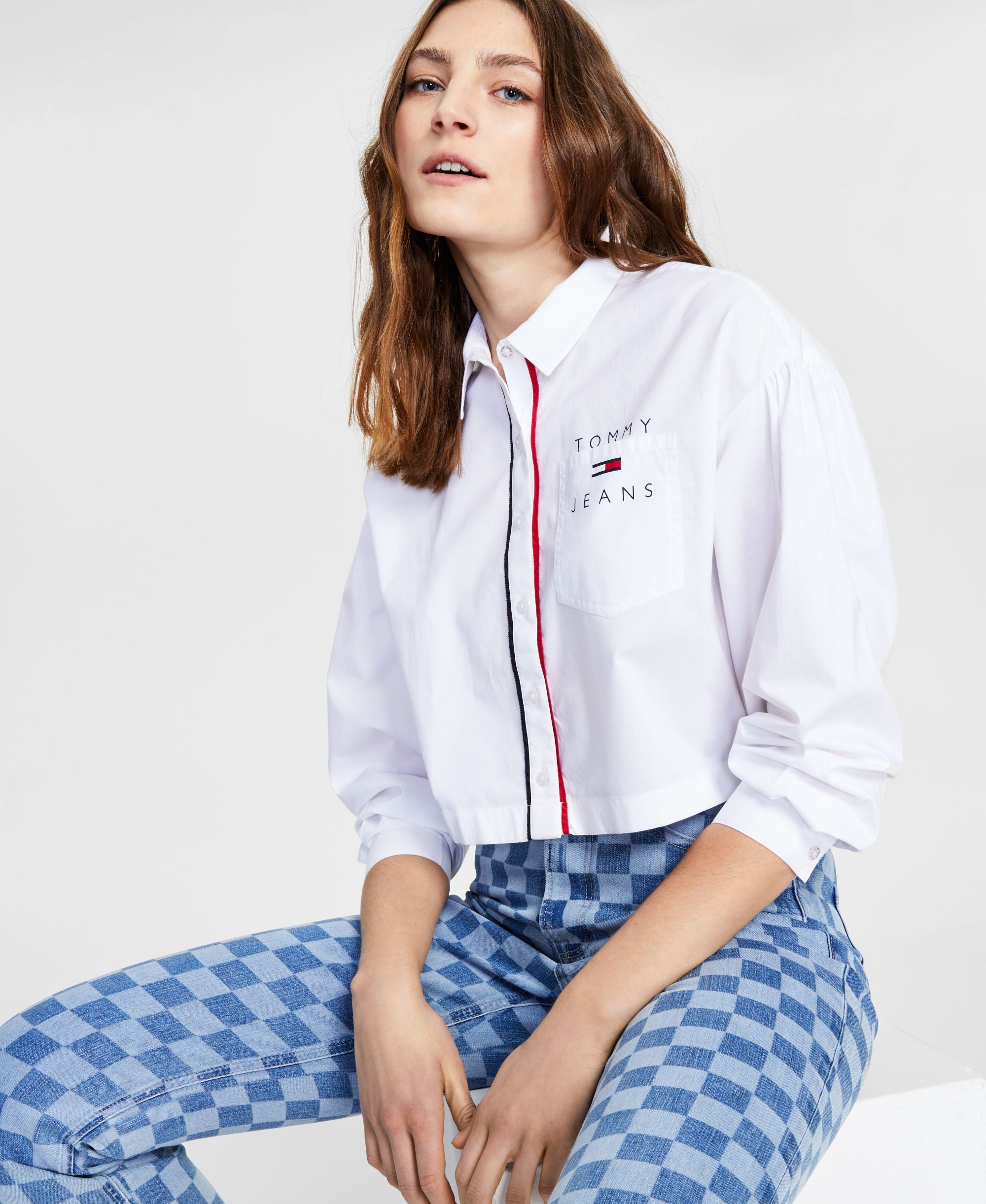 Tommy Jeans Cotton Cropped Logo Shirt