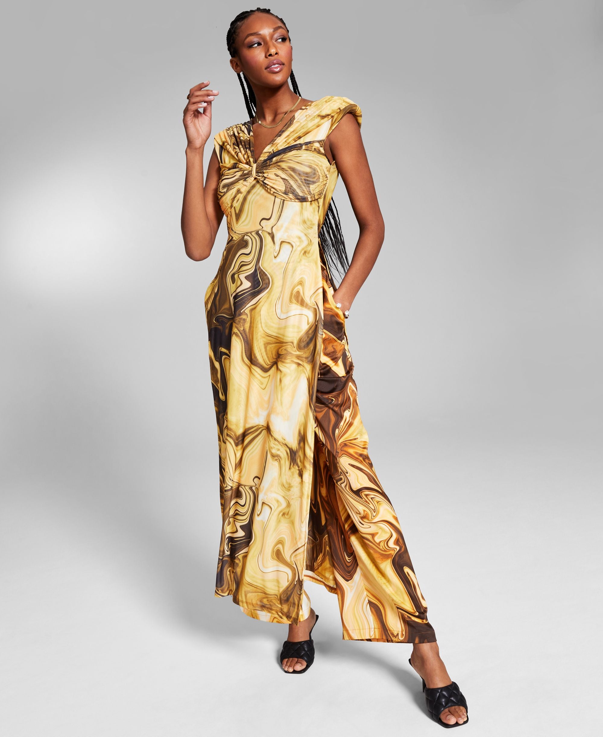 Jeannie Mai X Inc Printed V-Neck Top